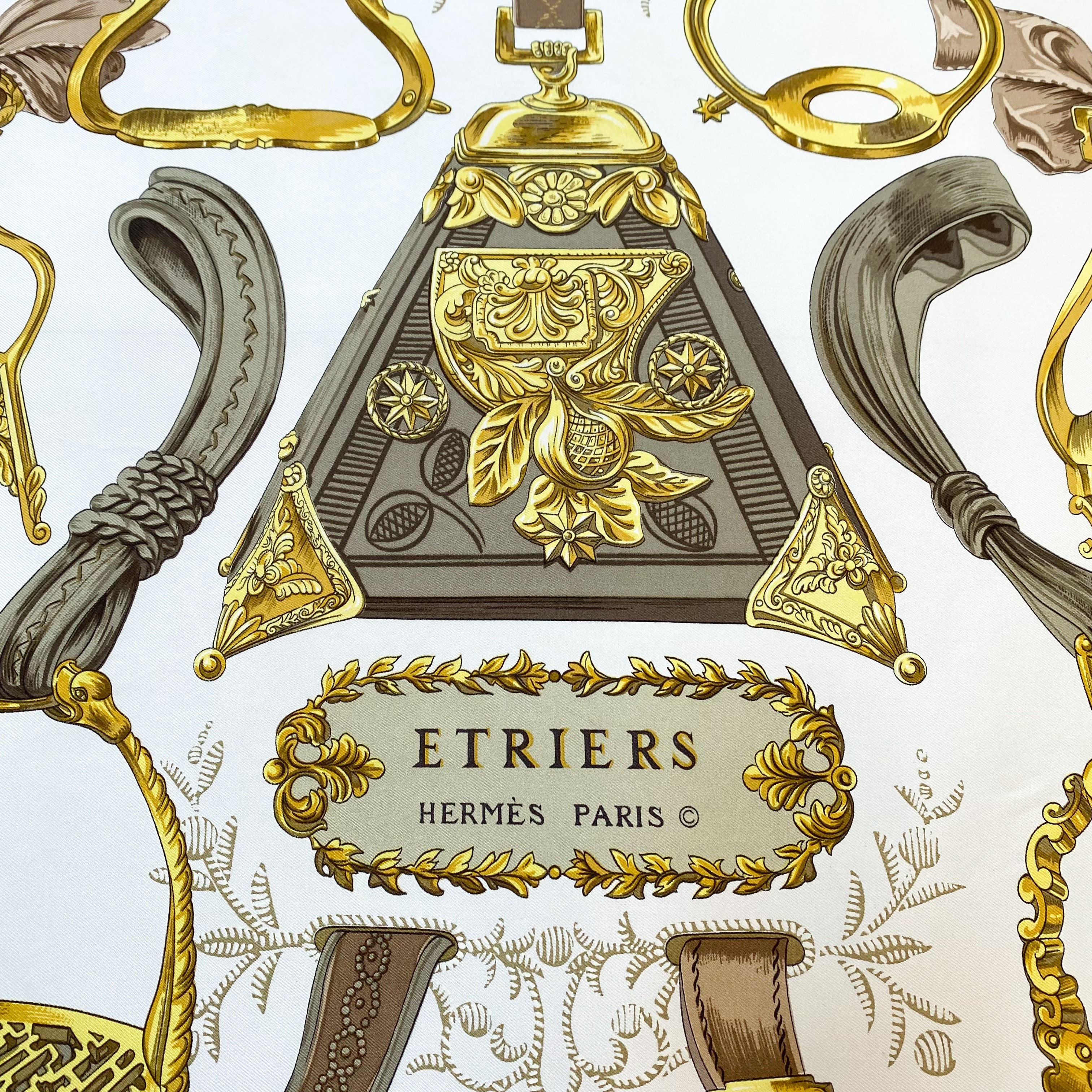 Boxed Hermés Les Etriers Vintage Silk Scarf
