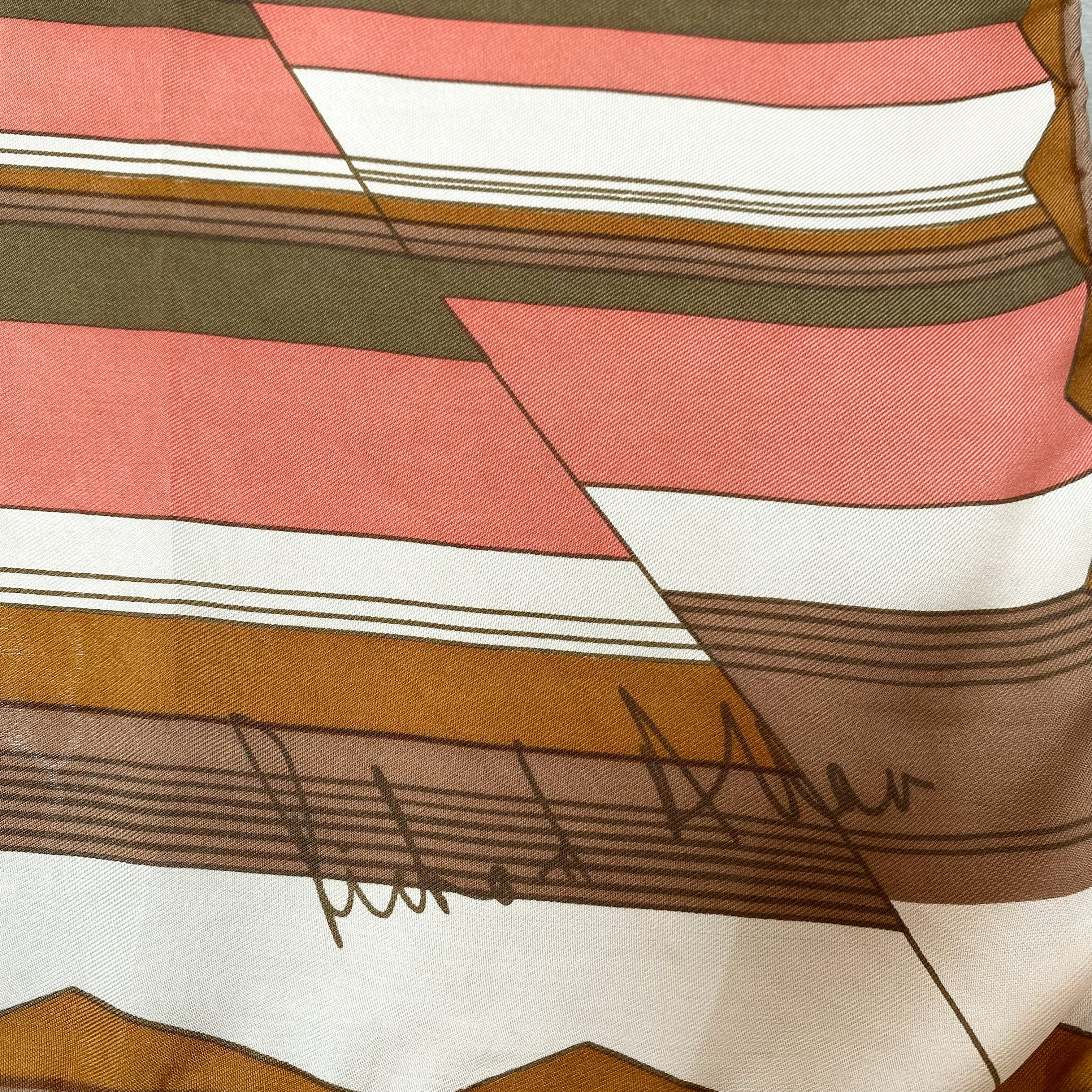 1970s Richard Allan Striped Vintage Silk Scarf