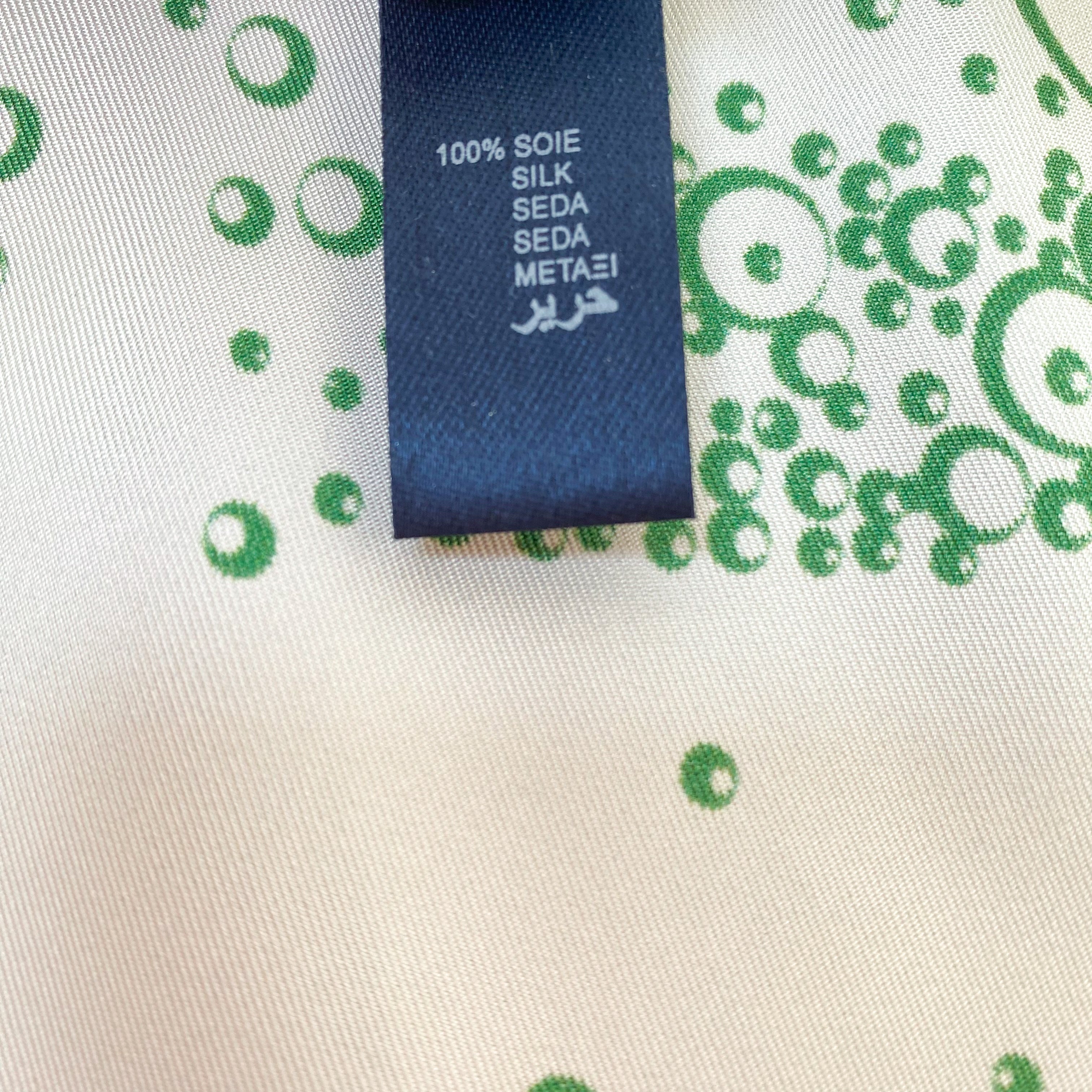Stunning White and Green Vilebrequin Designer Silk Scarf