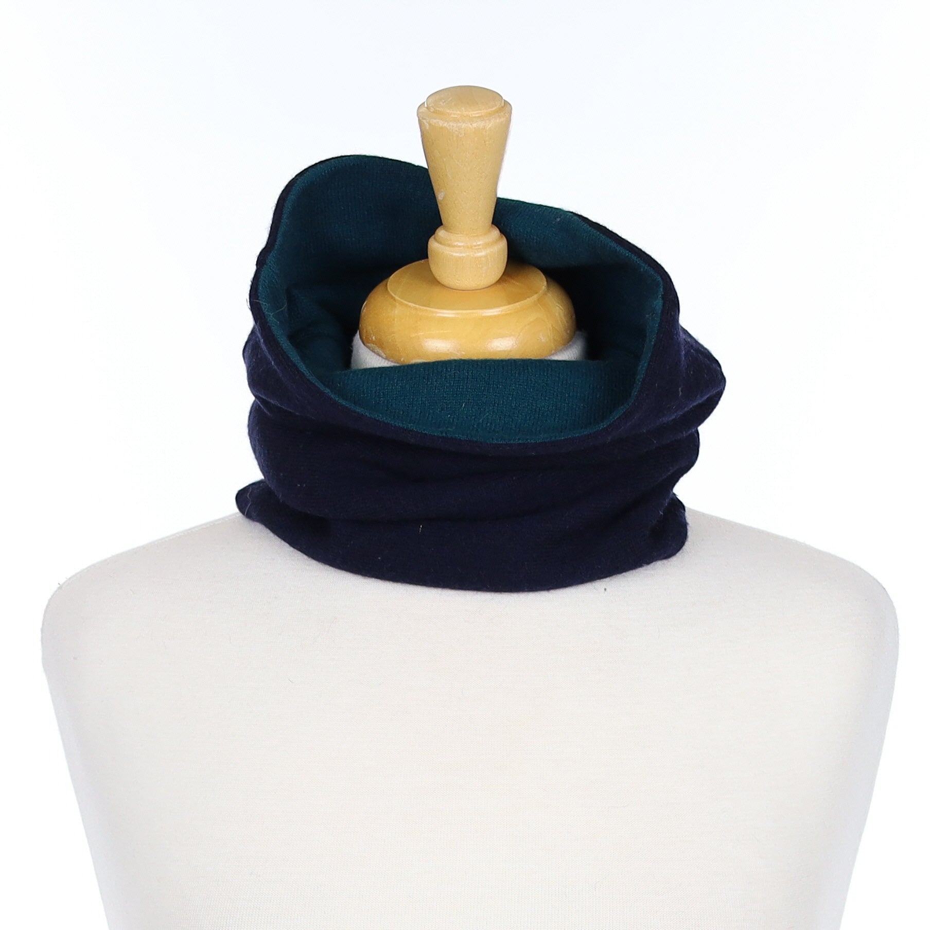 Navy Blue and Bottle Green Double Layered Snood