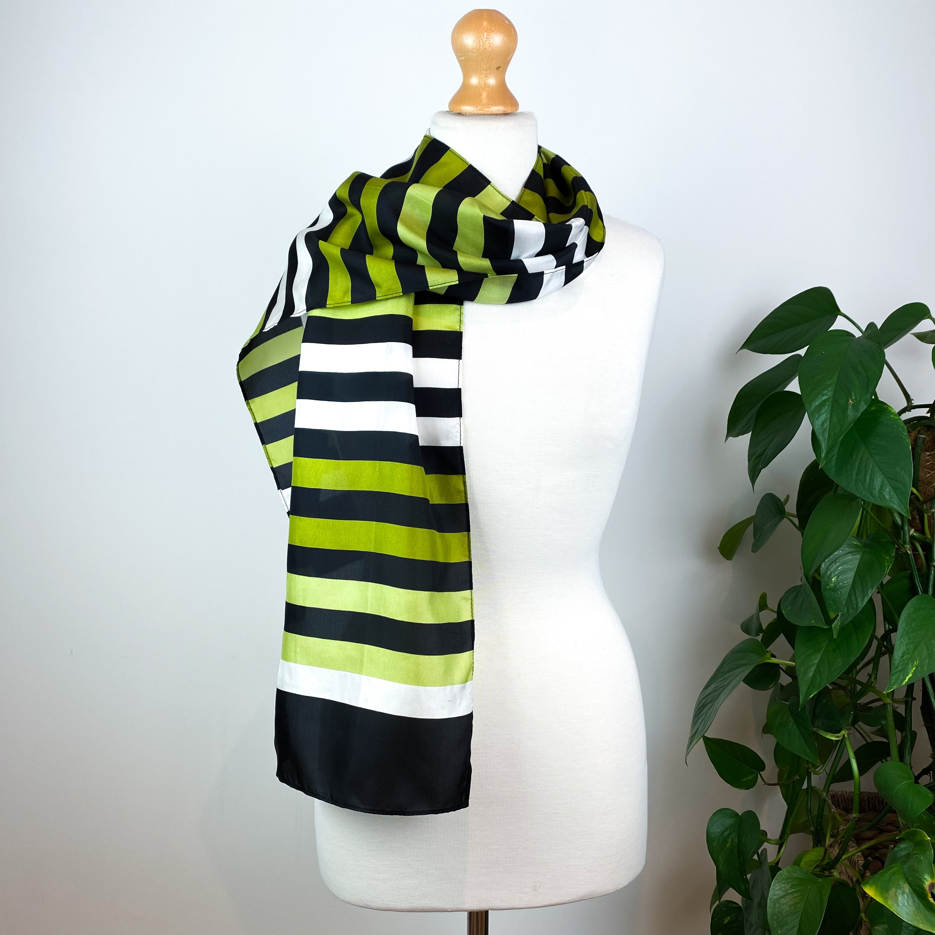 Lightweight Long Striped Silk Scarf