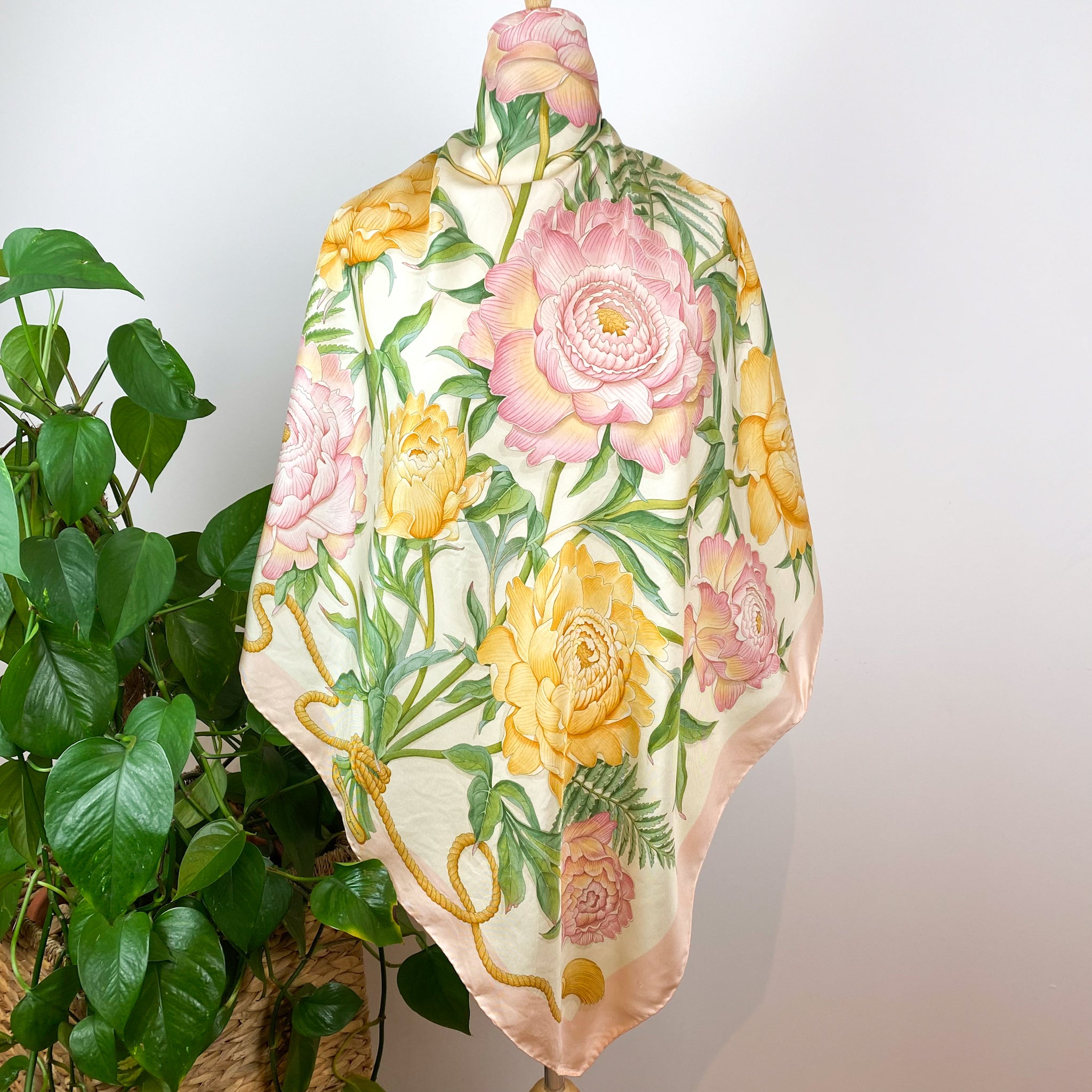 Italian Salvatore Ferragamo Floral Silk Scarf