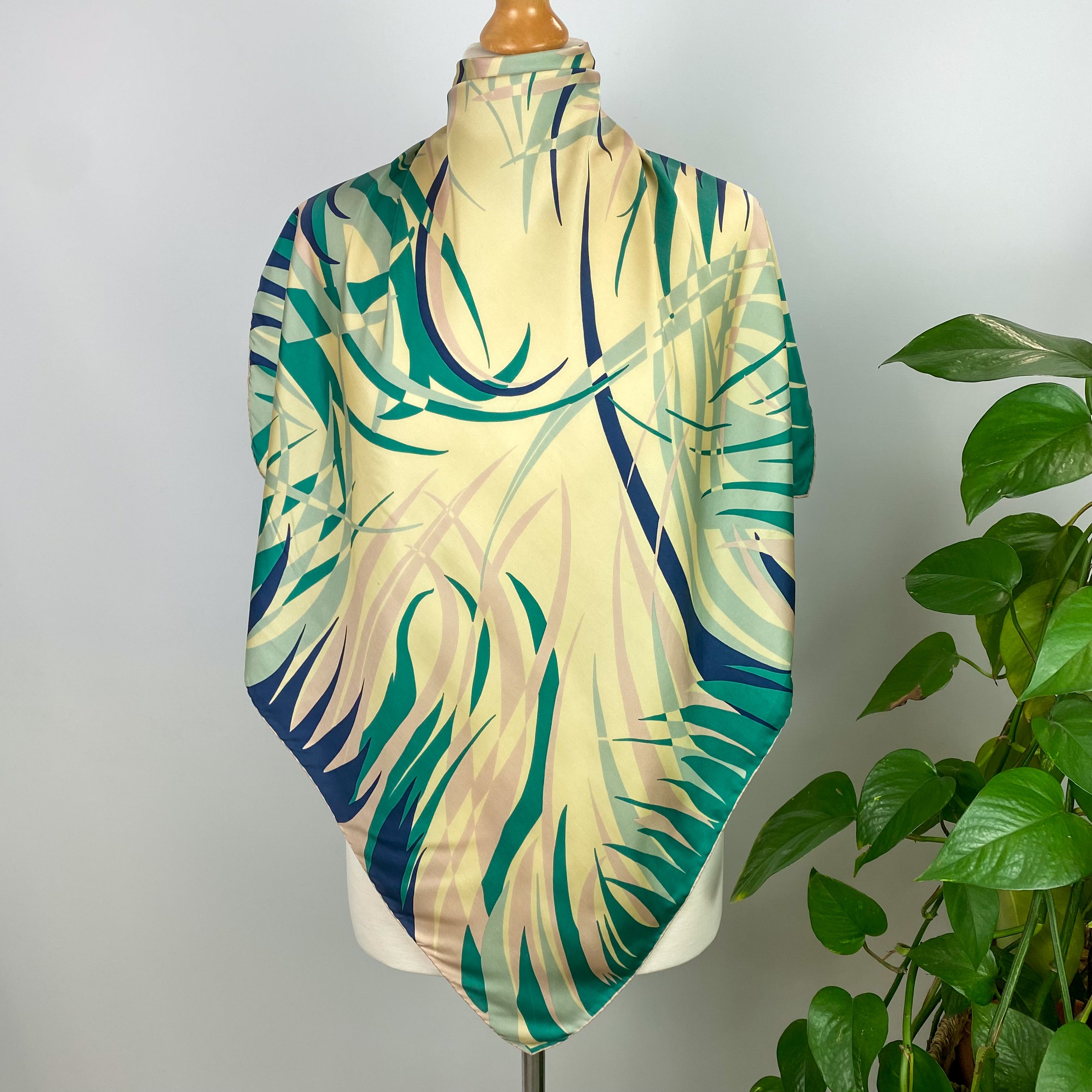 Green Foliage Vintage Silk Scarf