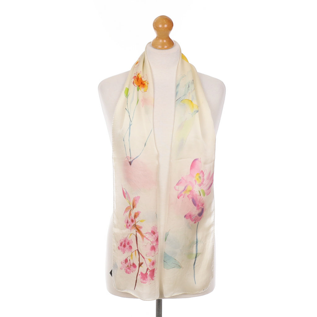 Echo Cream Floral Silk Scarf