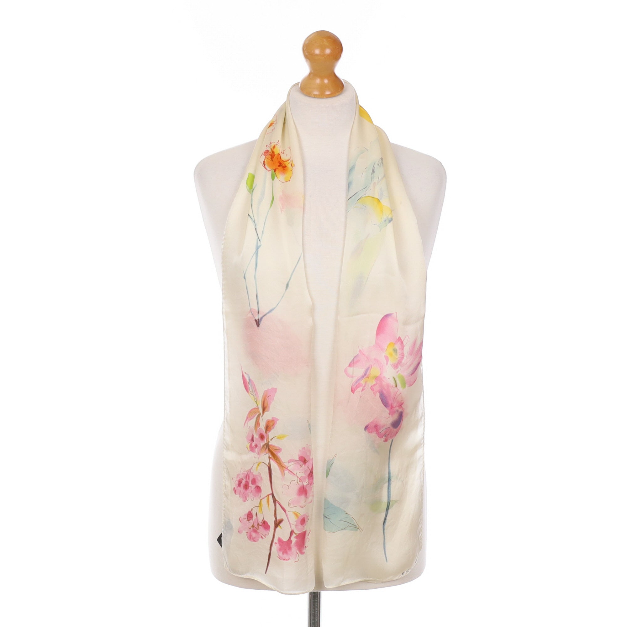 Echo Cream Floral Silk Scarf