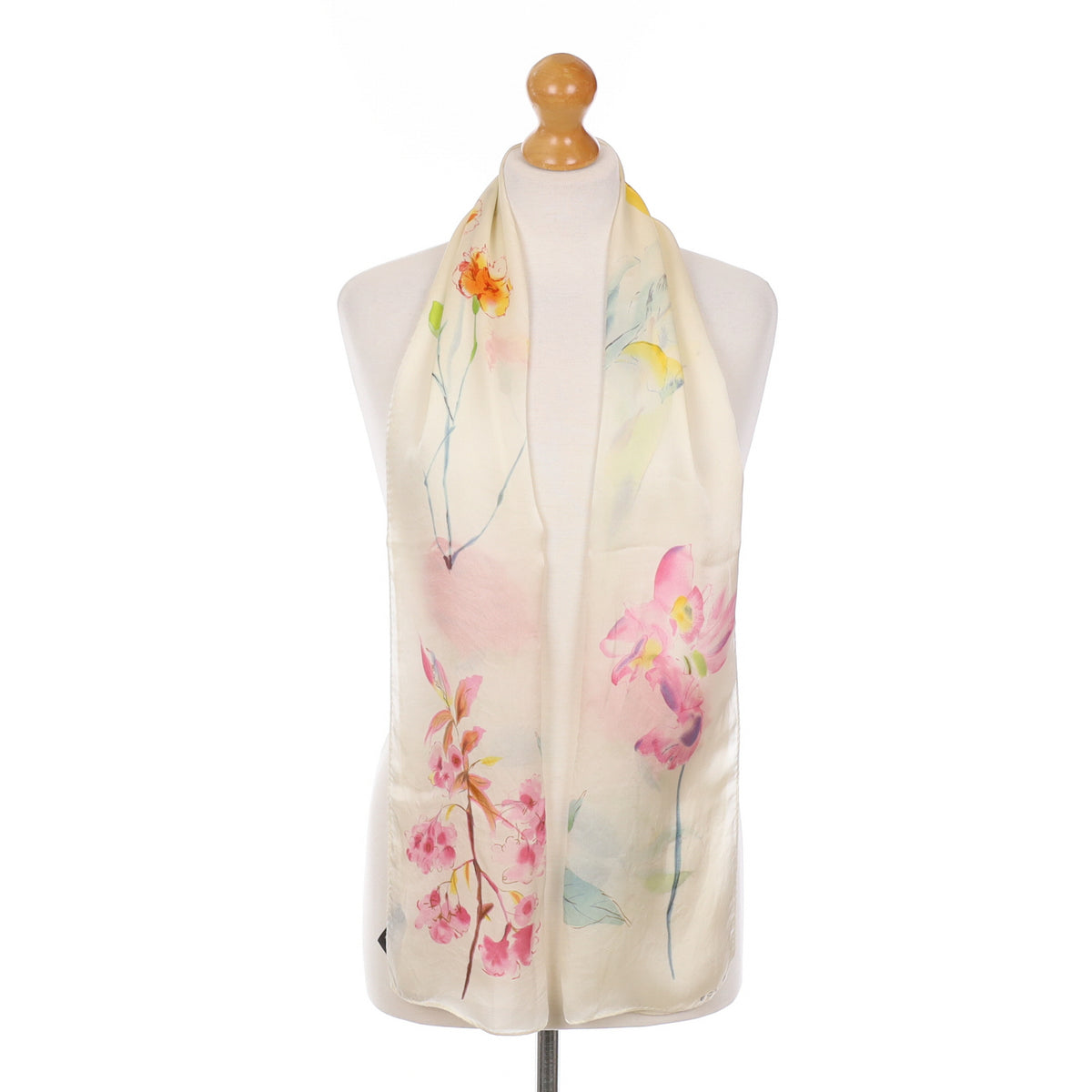 Echo Cream Floral Silk Scarf