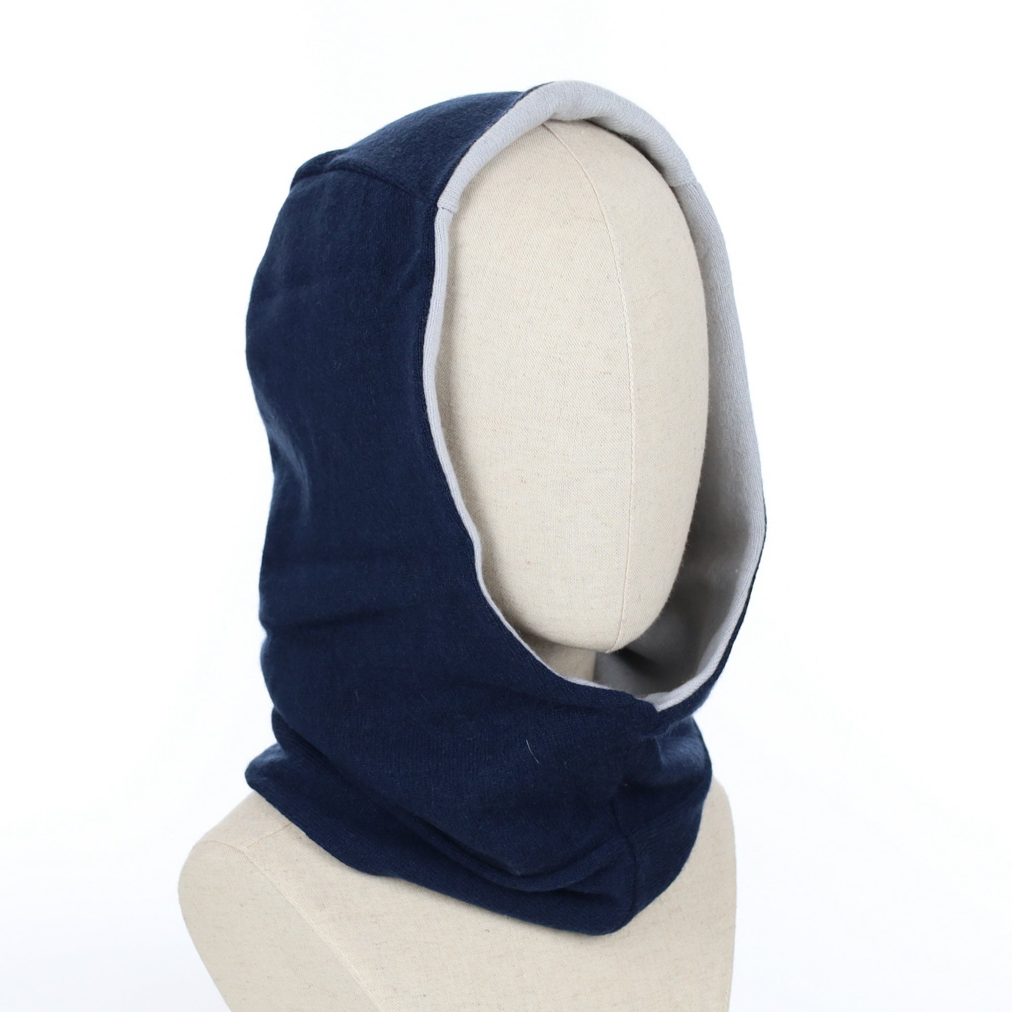 Dark Navy and Frost Grey Luxury Reversible Cashmere Hood Unisex