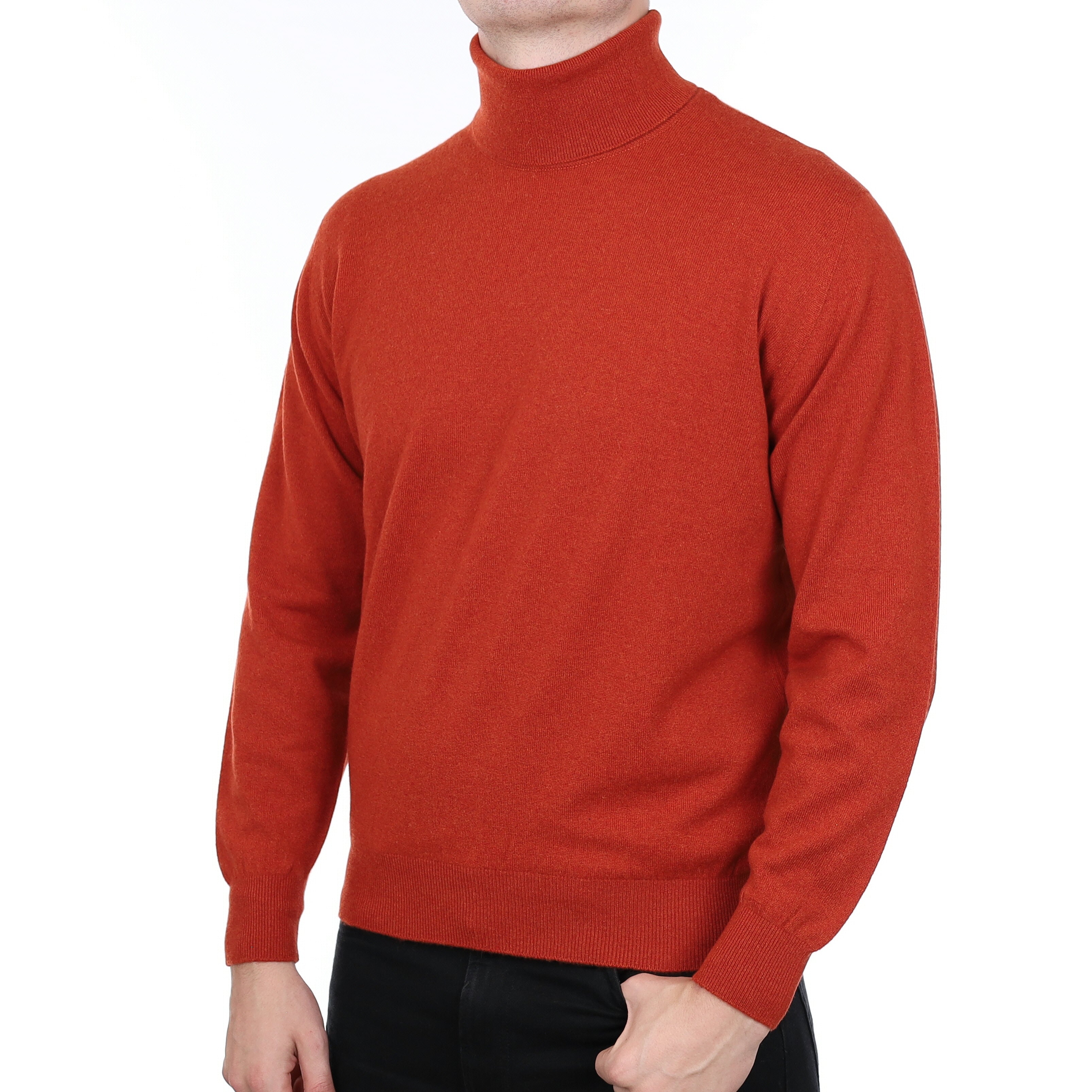 Men’s Brand New Scottish Hawico Burnt Orange Polo Neck Jumper XL