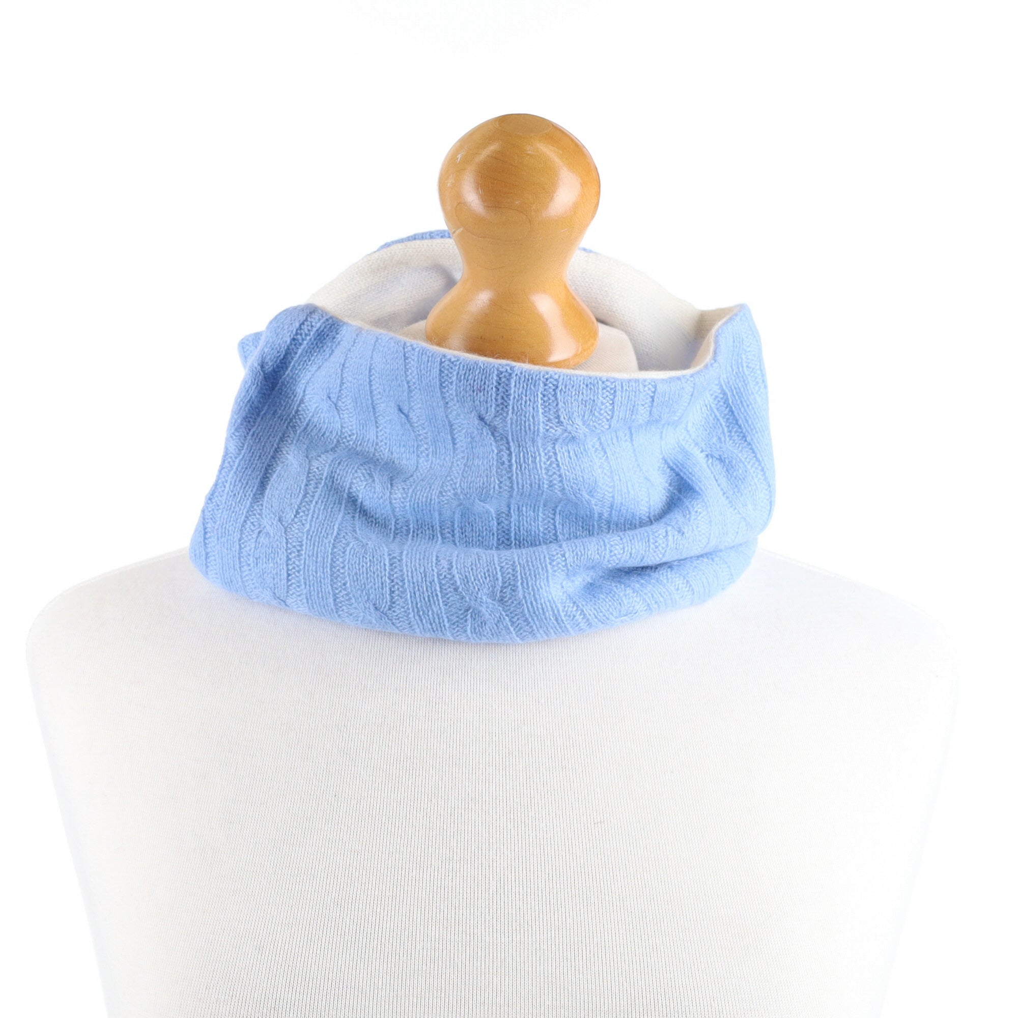 Cornflower Blue Cable and White Pattern Neck Warmer
