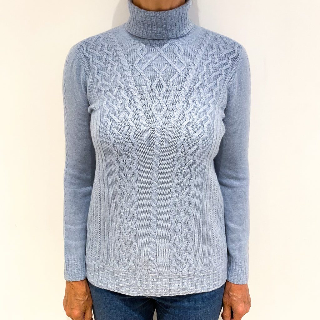 Opal Blue Cashmere Polo Neck Jumper Medium