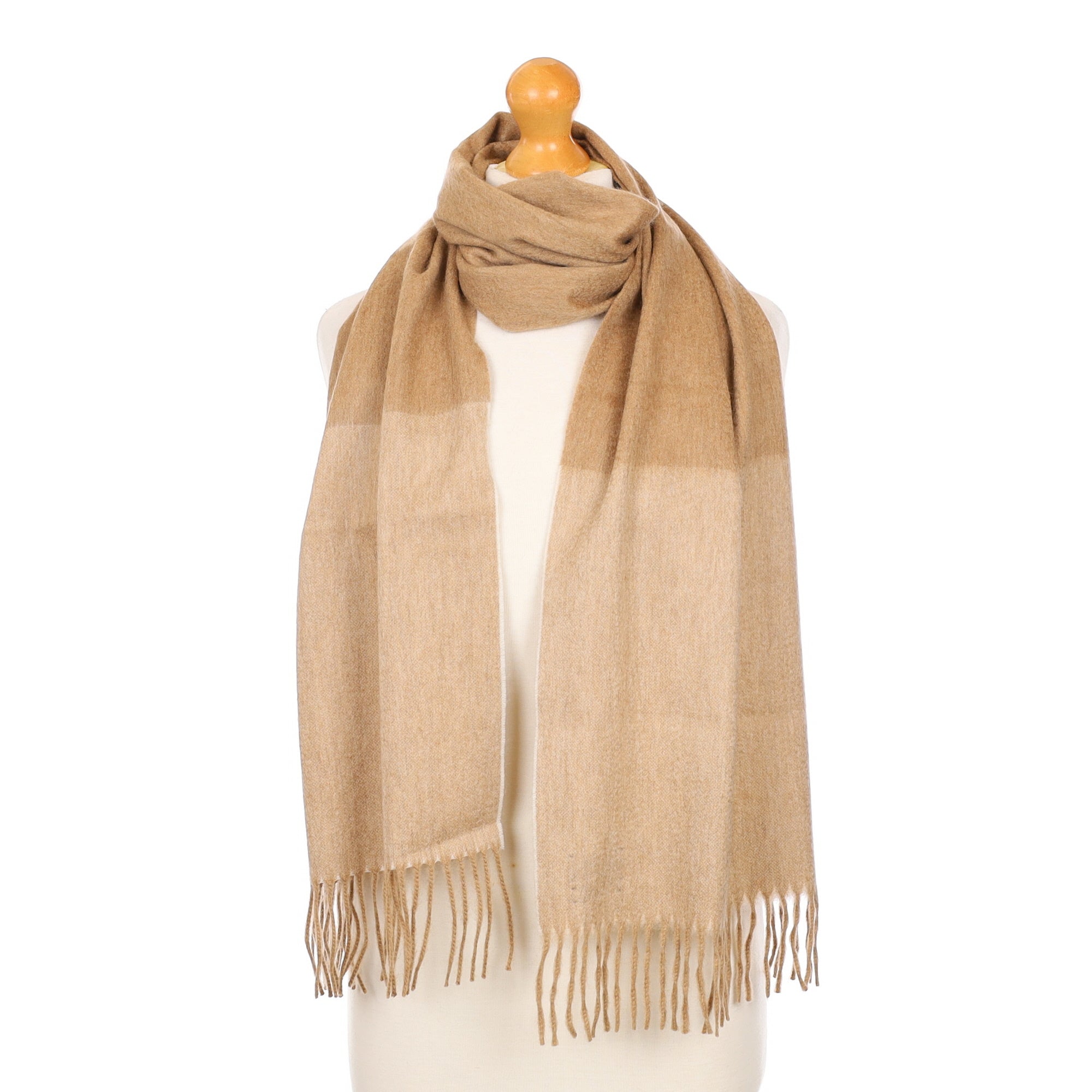 Scottish Begg & Co Oatmeal and Brown Cashmere Luxury Woven Scarf