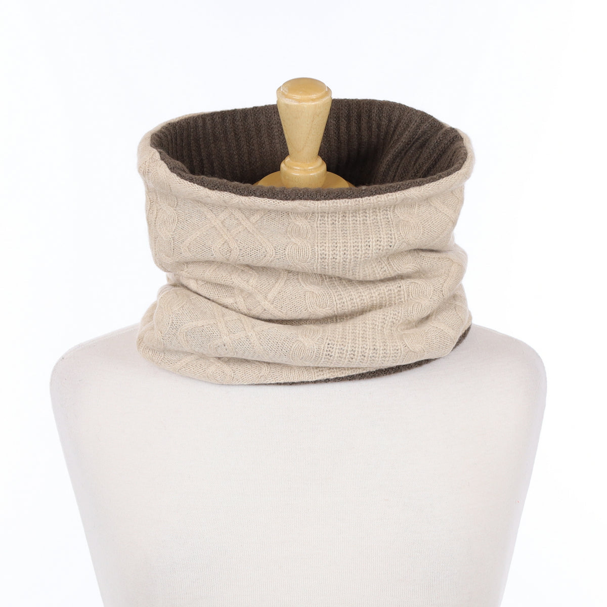 Junky Textured Oatmeal and Khaki Luxury Double Layered Snood