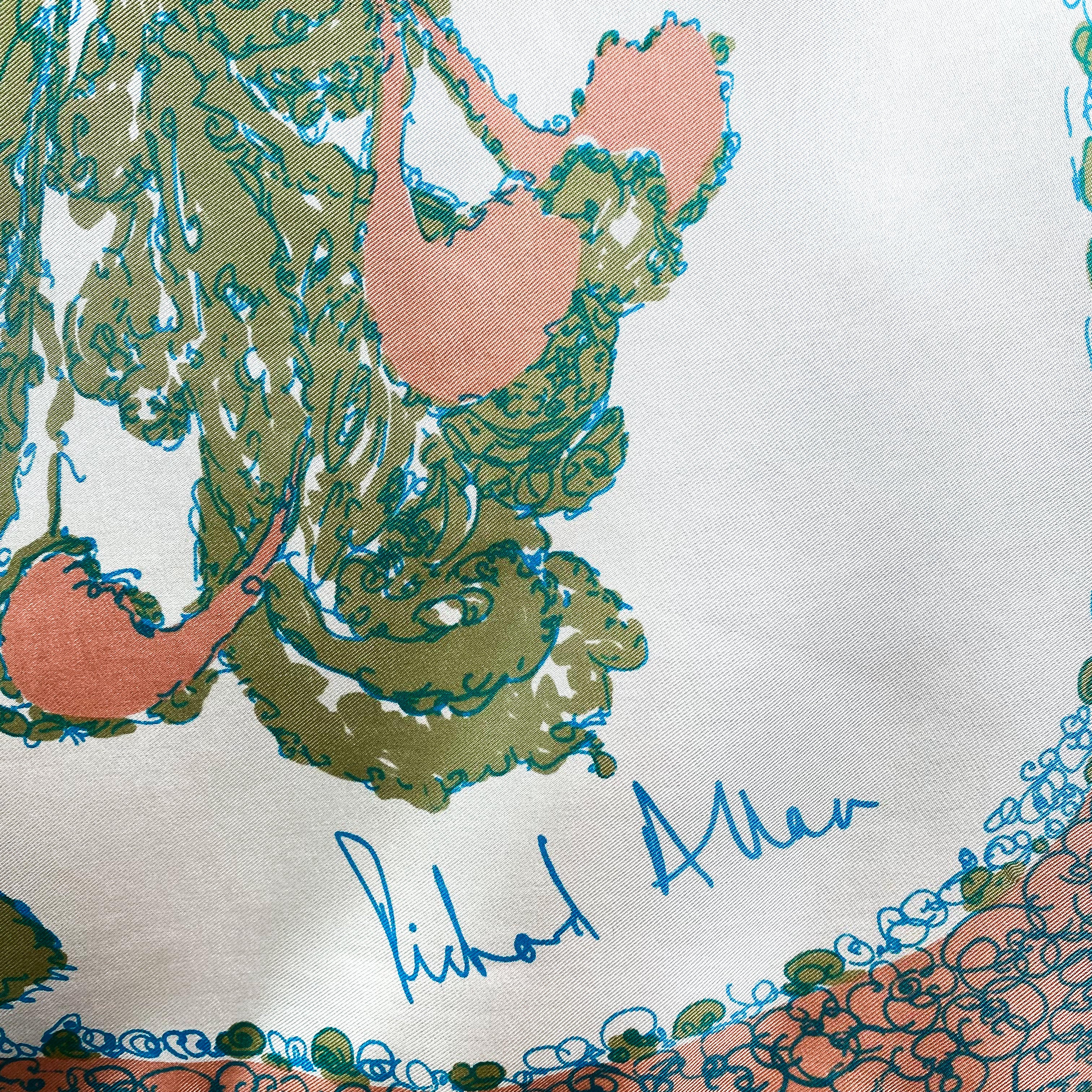 1970s Richard Allan Floral Vintage Silk Scarf