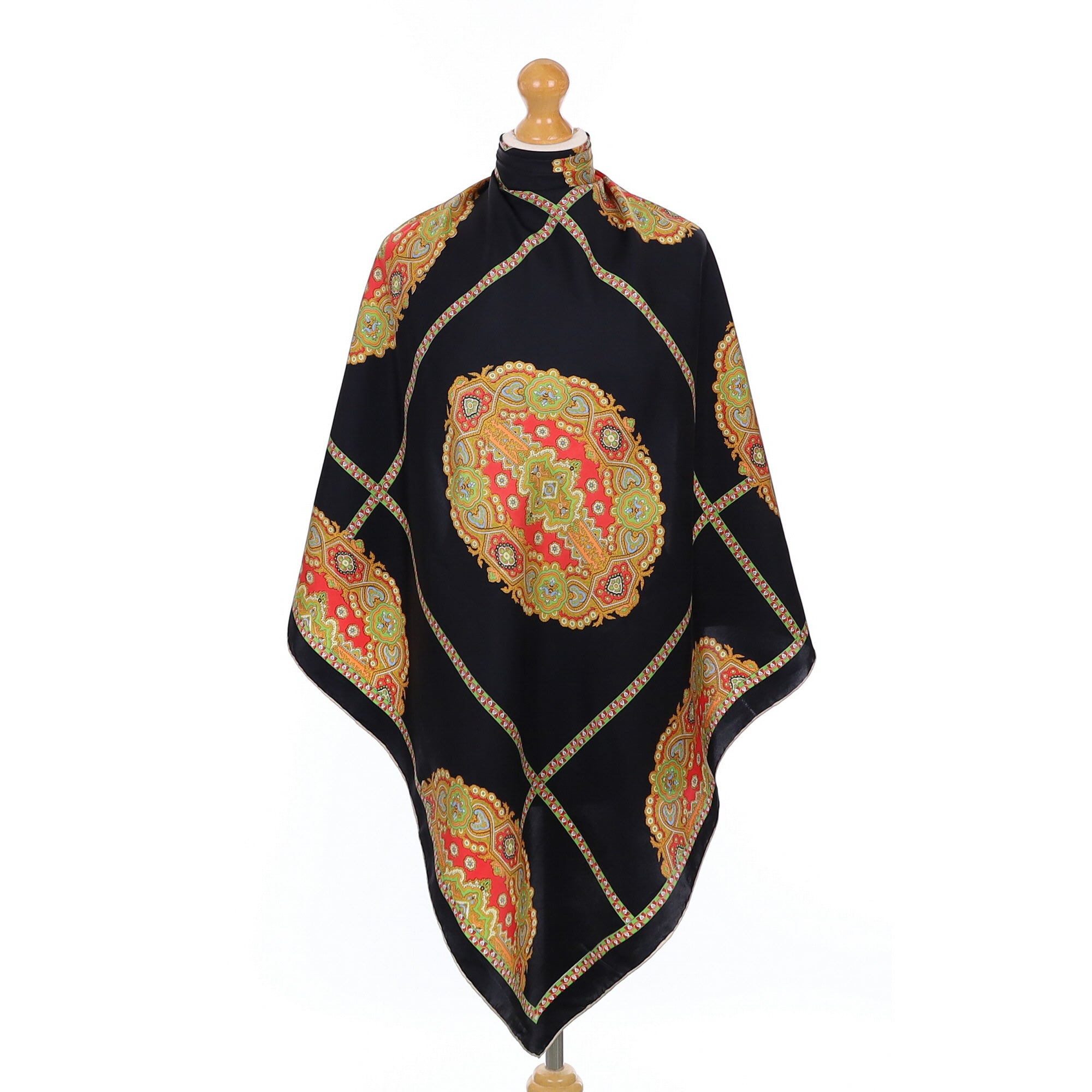 Black Paisley Pattern Silk Scarf