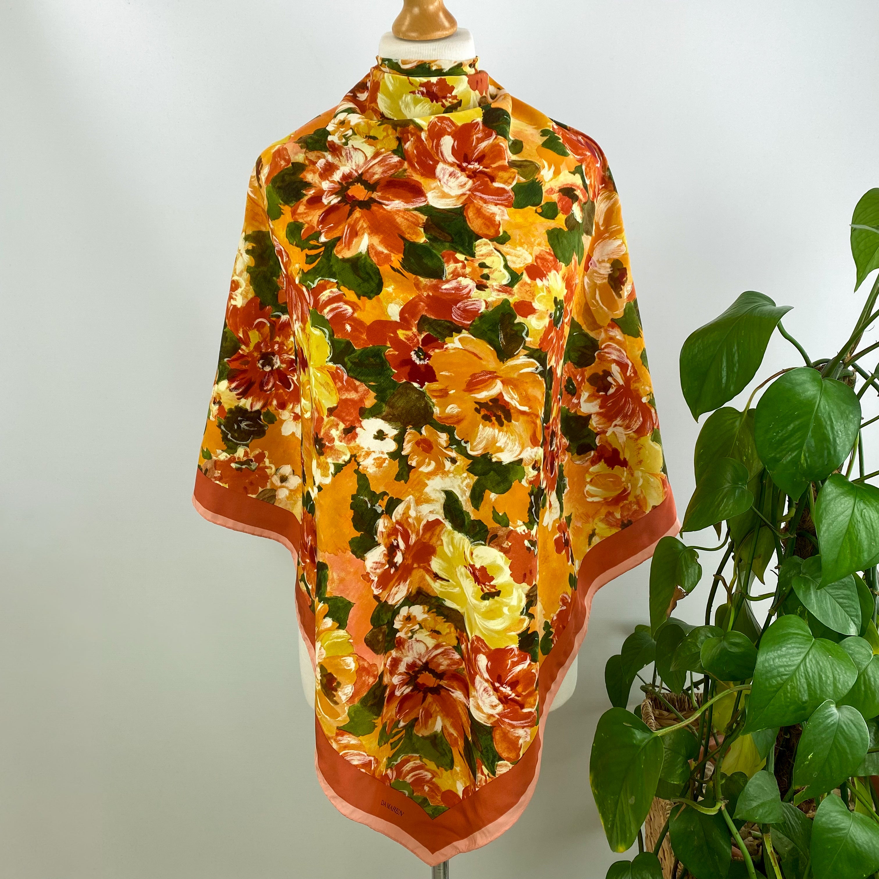 Da Maren Floral Vintage Silk Scarf
