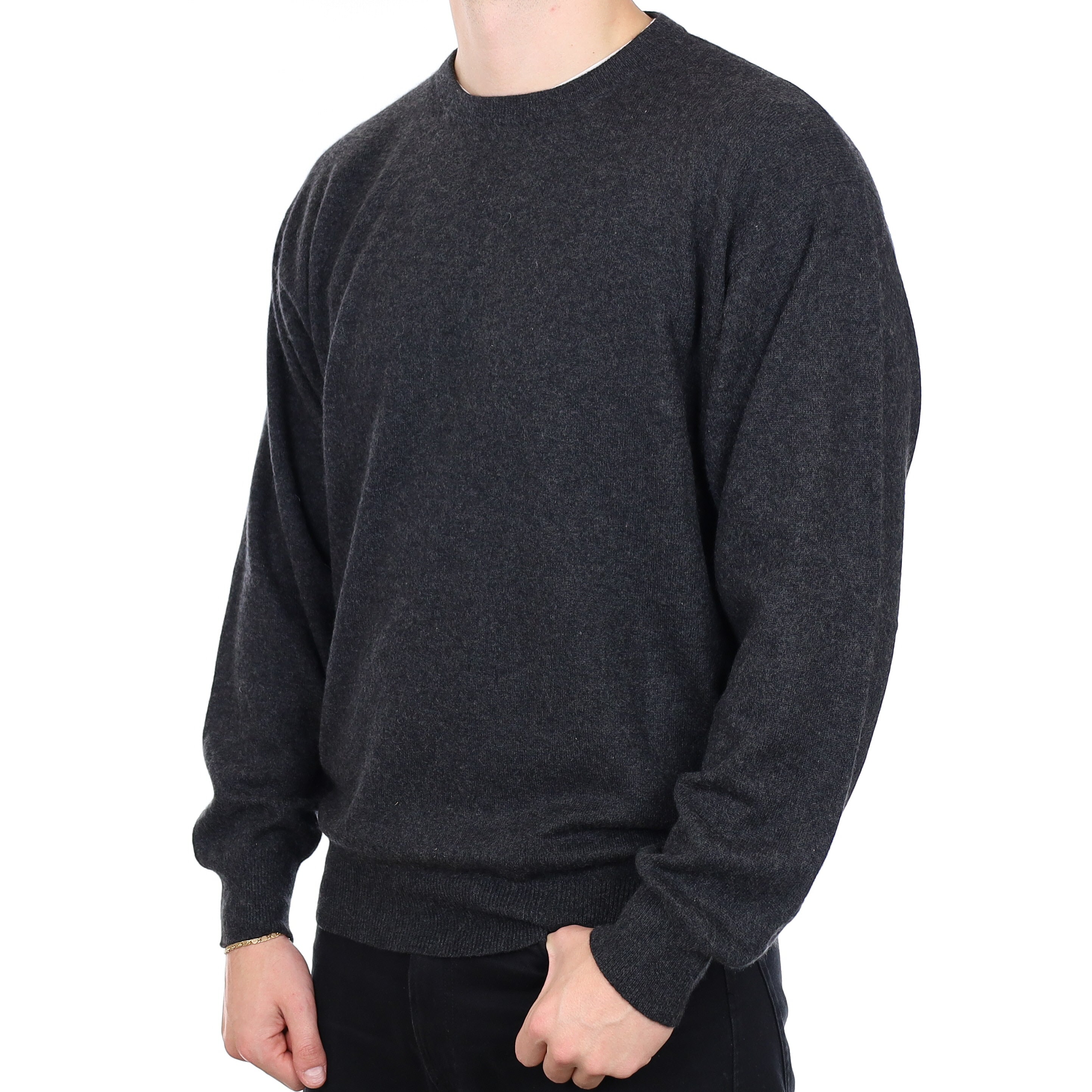 Men’s Graphite Grey Cashmere Crew Neck Jumper XXL