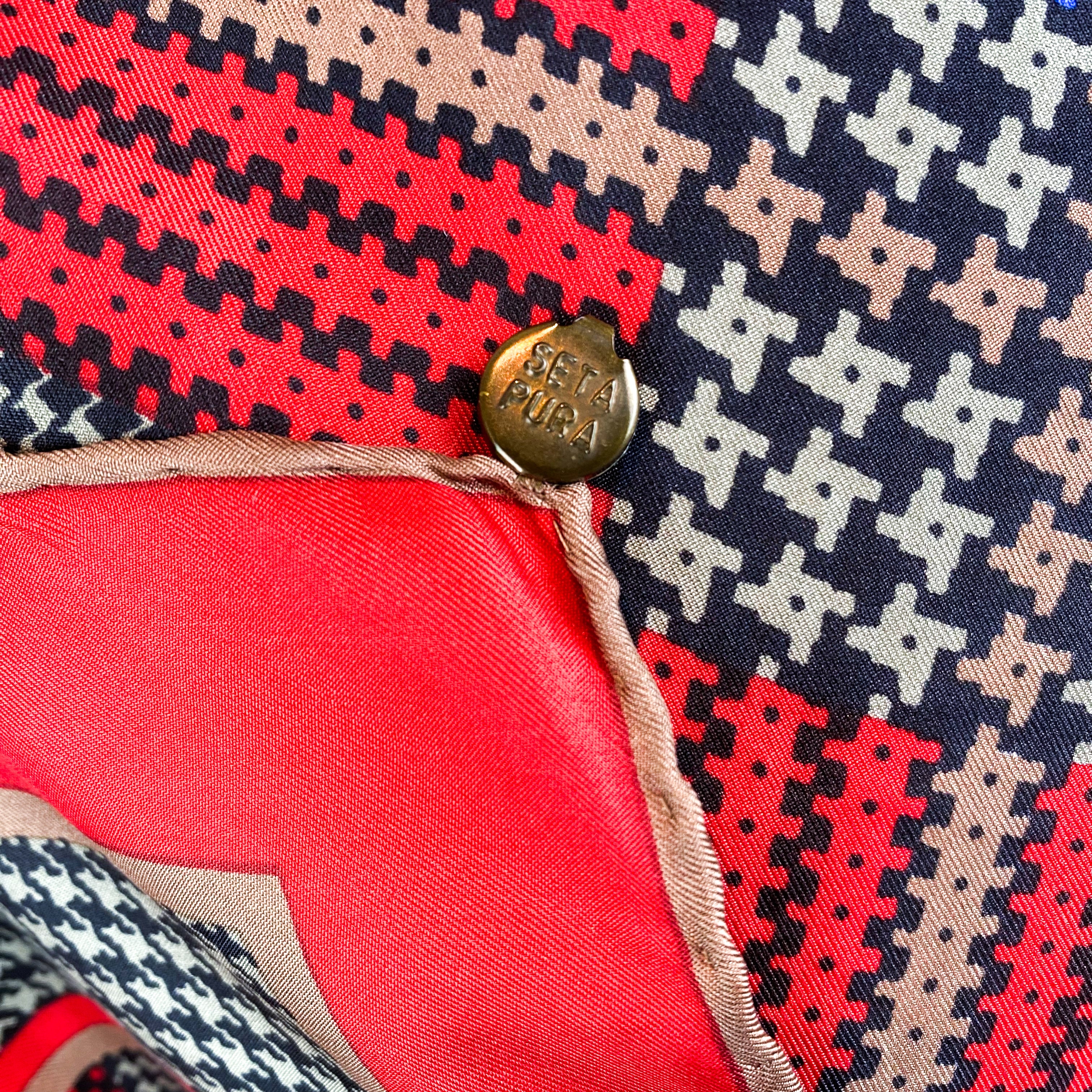 Red Check Vintage Silk Scarf
