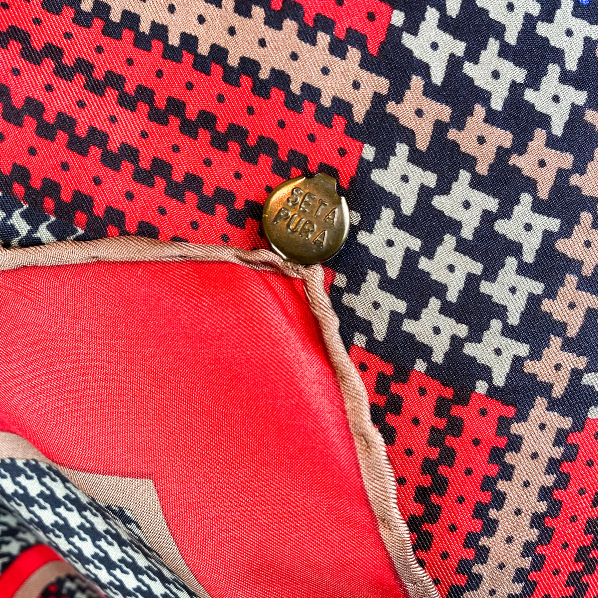 Red Check Vintage Silk Scarf