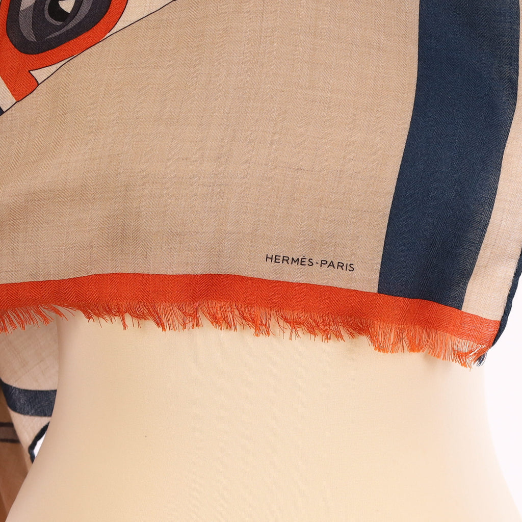 Brand New Hermès Cheval À La Couvertur Cashmere Blend Stole