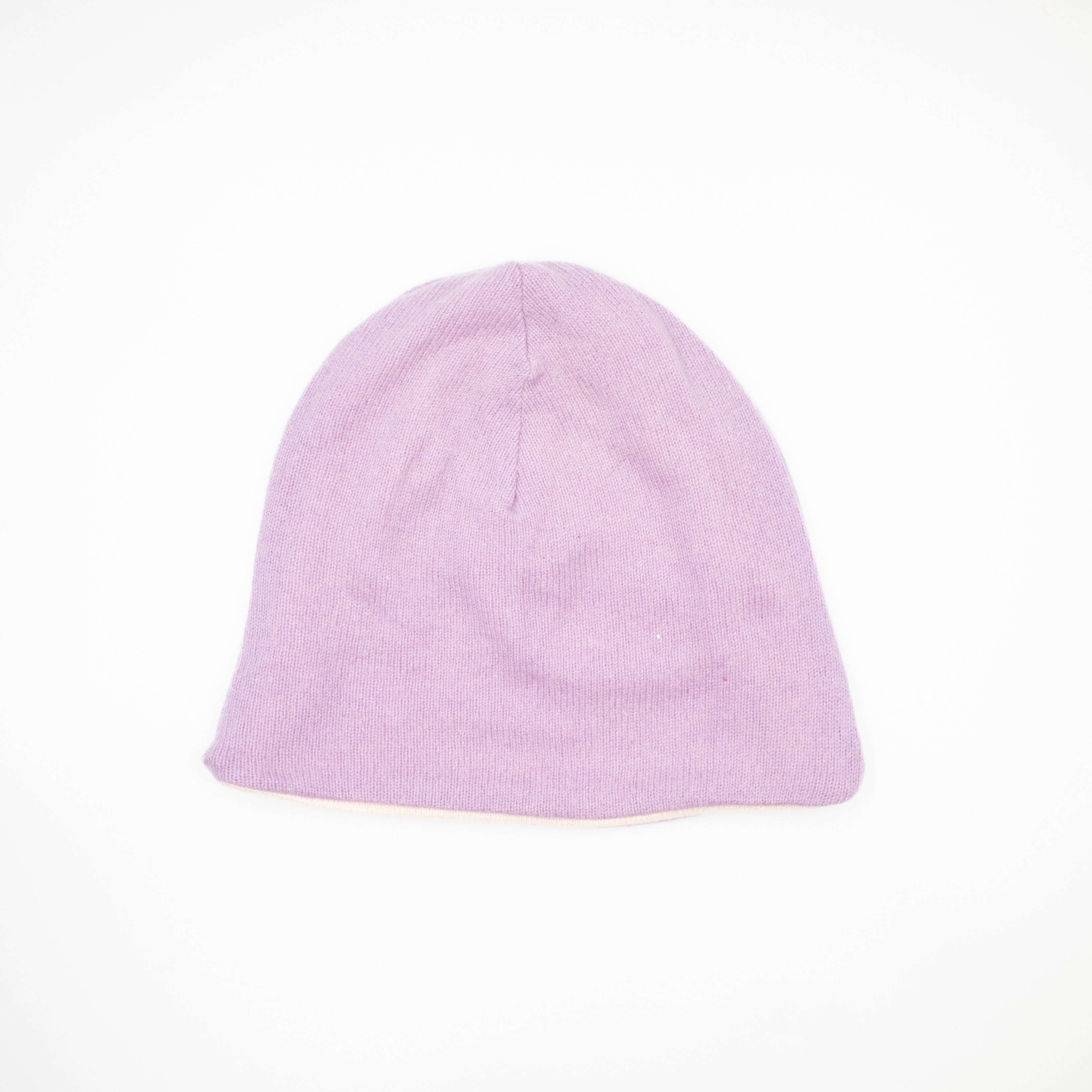 Lilac Purple and Oatmeal Cashmere Beanie Hat
