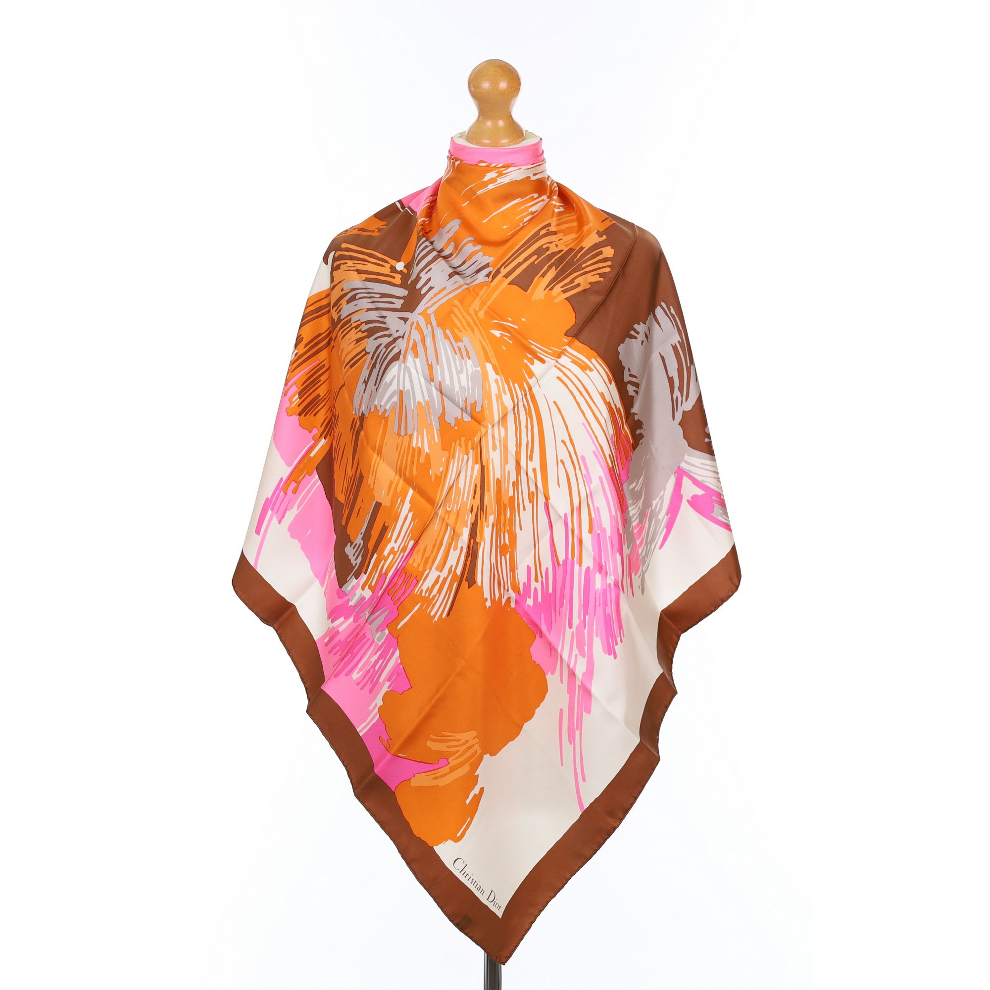 1970’s Christian Dior Abstract Floral Vintage Silk Scarf