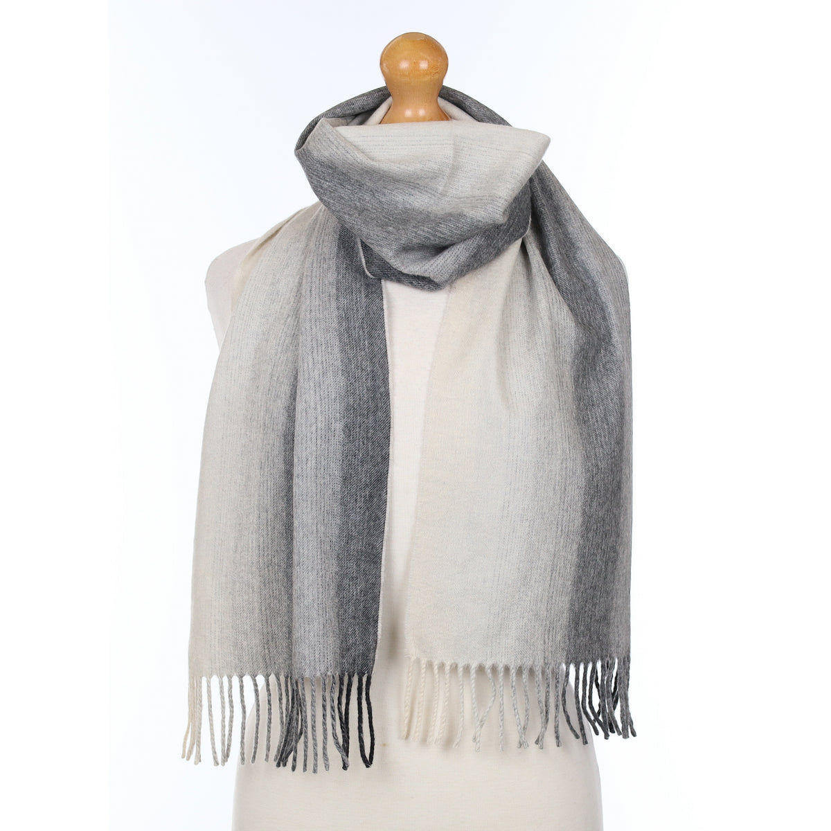 Grey Ombré Cashmere Woven Scarf