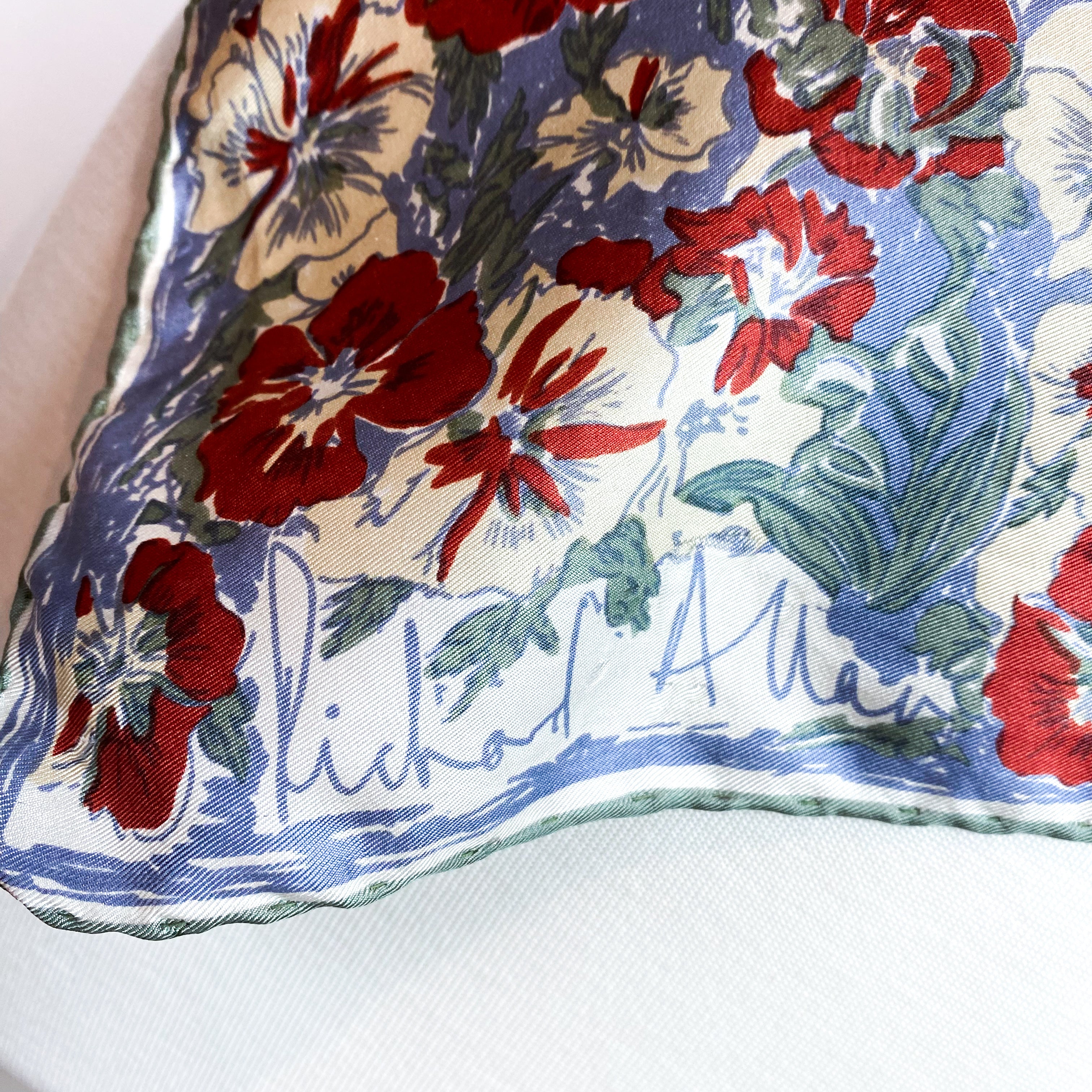 1970s Richard Allan Floral Vintage Silk Scarf