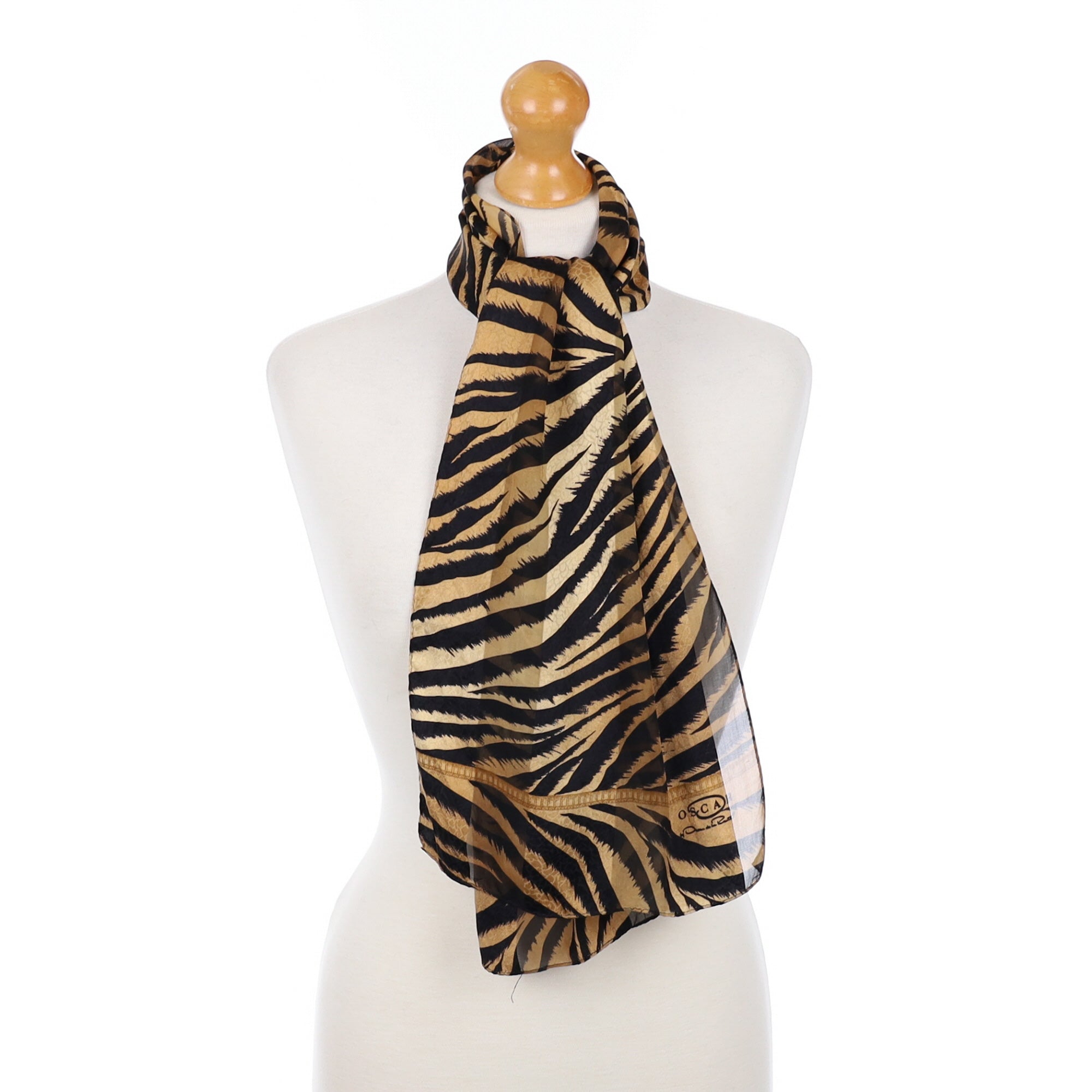 Long Animal Print Silk Scarf