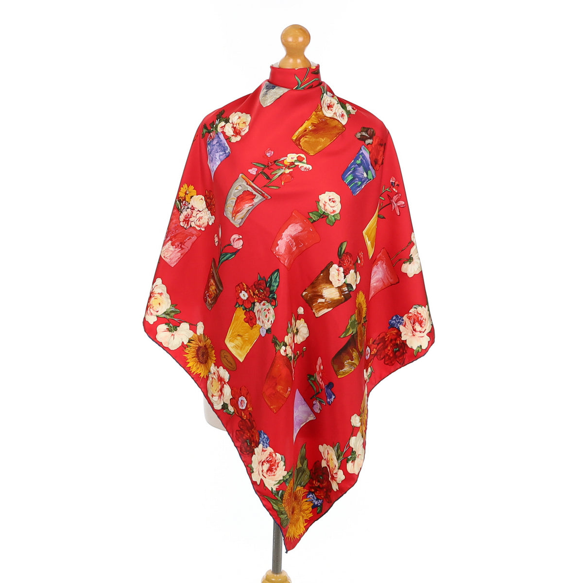 Gucci Red Floral Silk Scarf