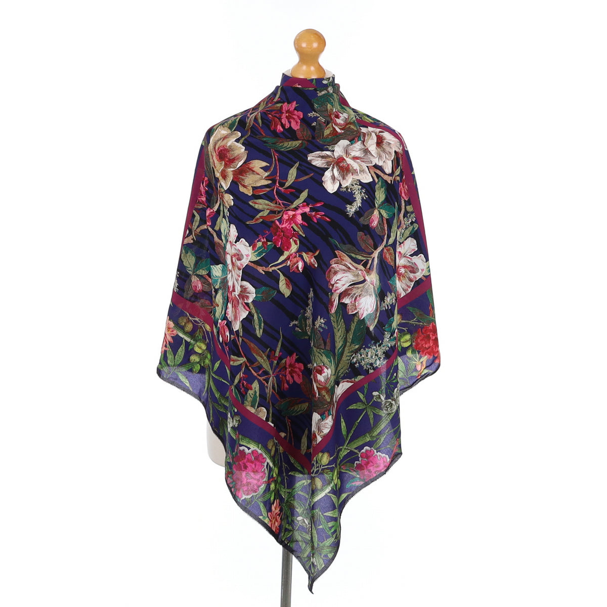 Brand New Mantero Floral Silk Scarf