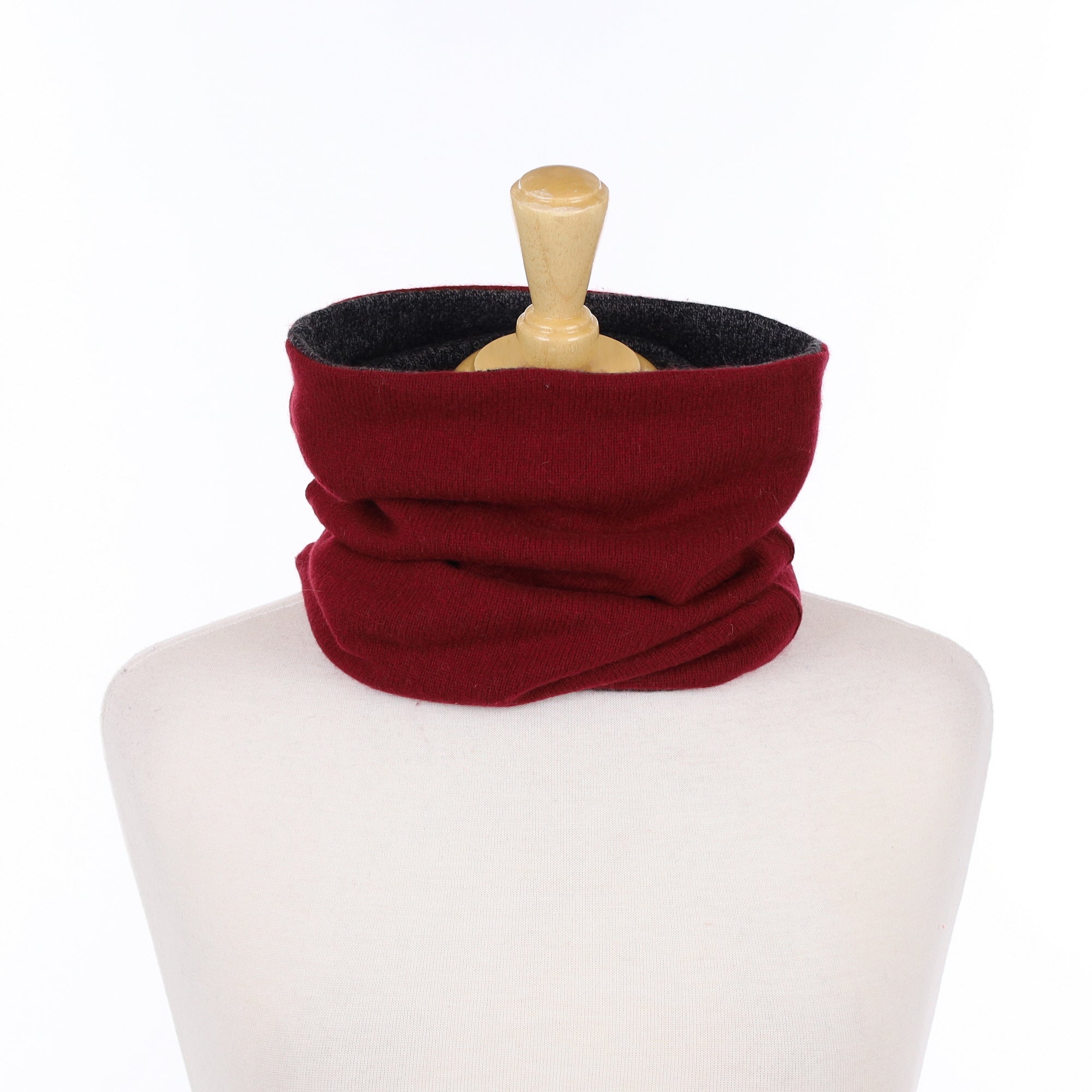 Burgundy and Charcoal Luxury Double Layered Snood