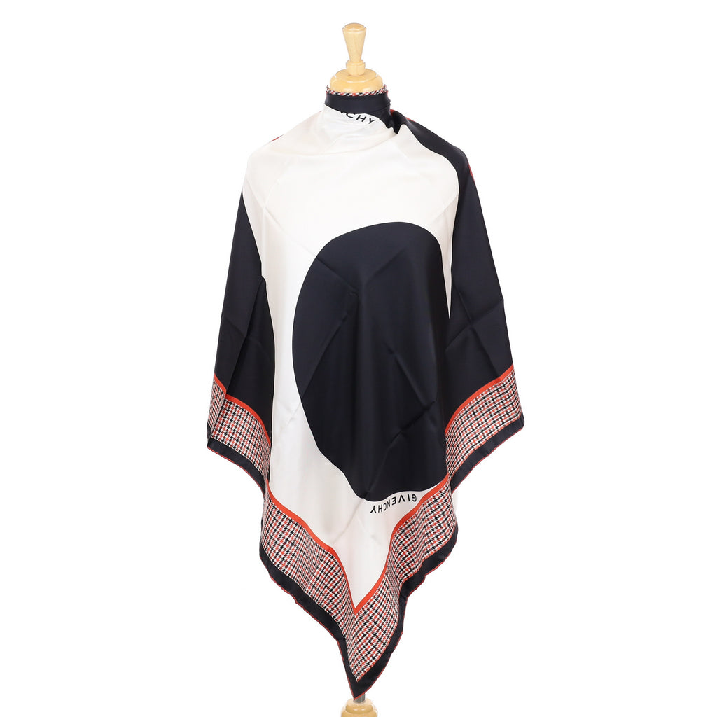 Givenchy Black, White and Orange Silk Scarf