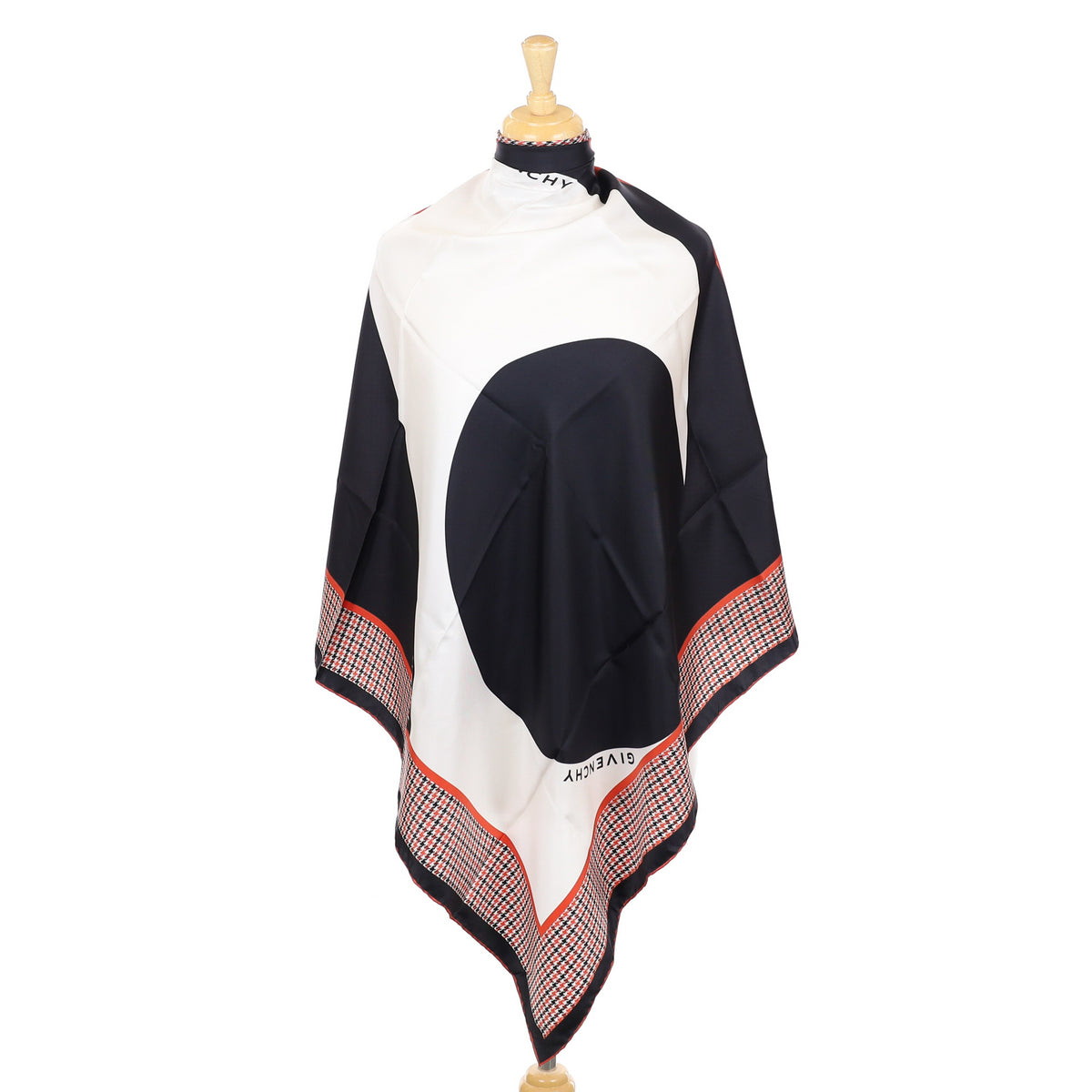 Givenchy Black, White and Orange Silk Scarf