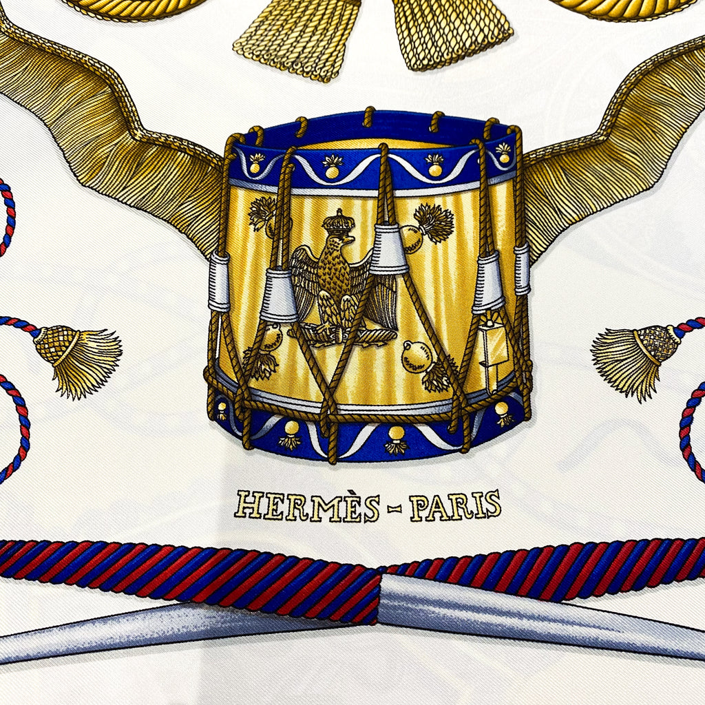 Boxed Hermes Les Tambours Vintage Silk Scarf