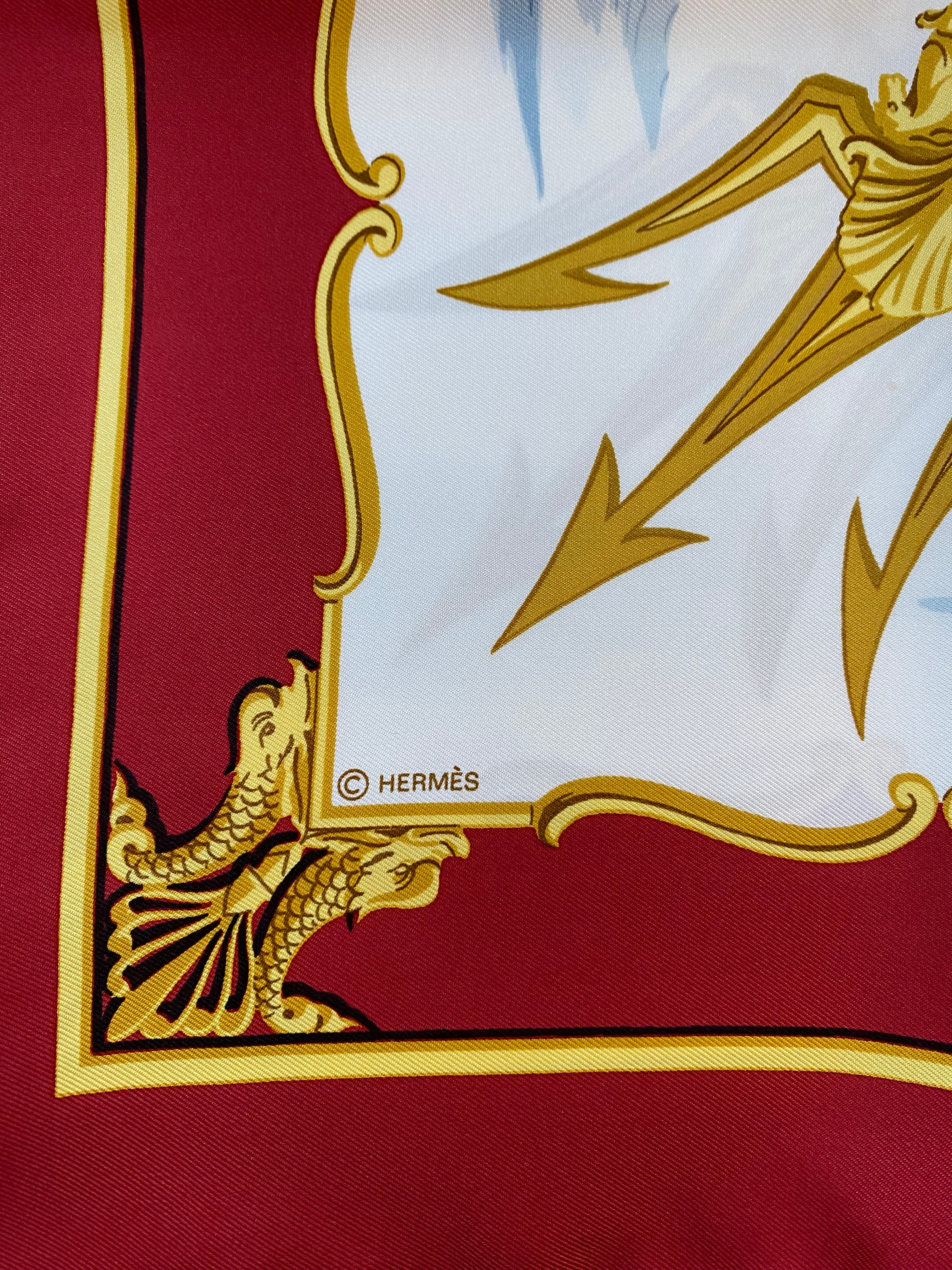 Hermès La Marine En Bois Silk Scarf