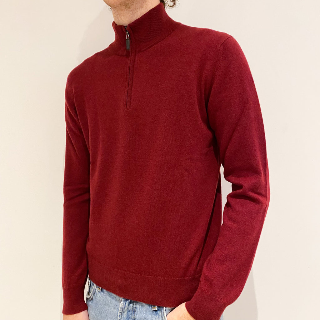 Men’s Brand New Scottish Maroon Red 1/4 Zip Jumper Medium and XXL