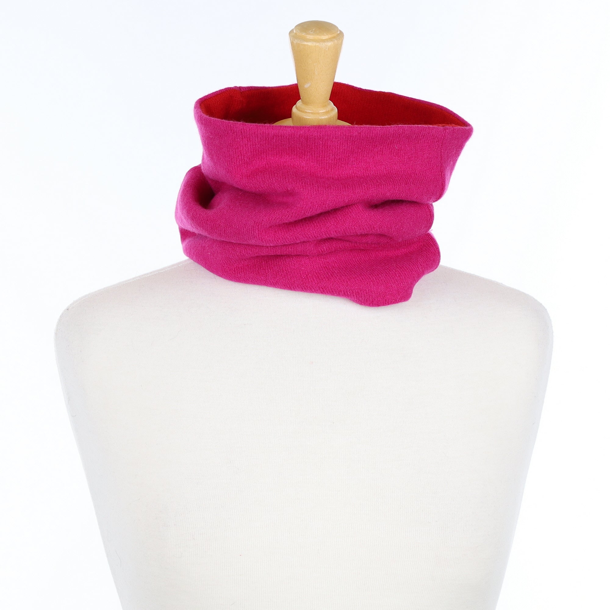Fuchsia Pink and Red Luxury Double Layered Snood