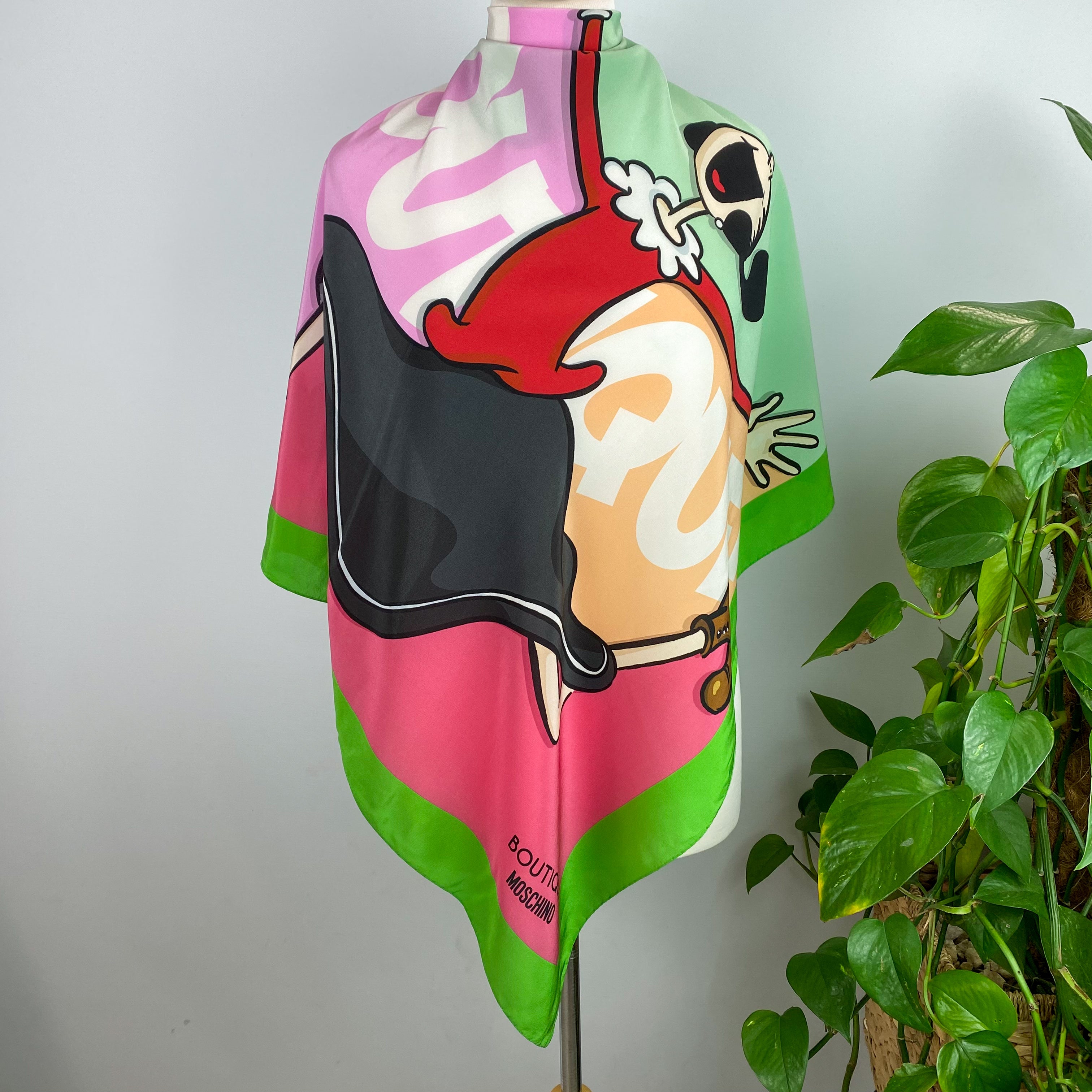 Immaculate Moschino Olive Oyl Silk Scarf