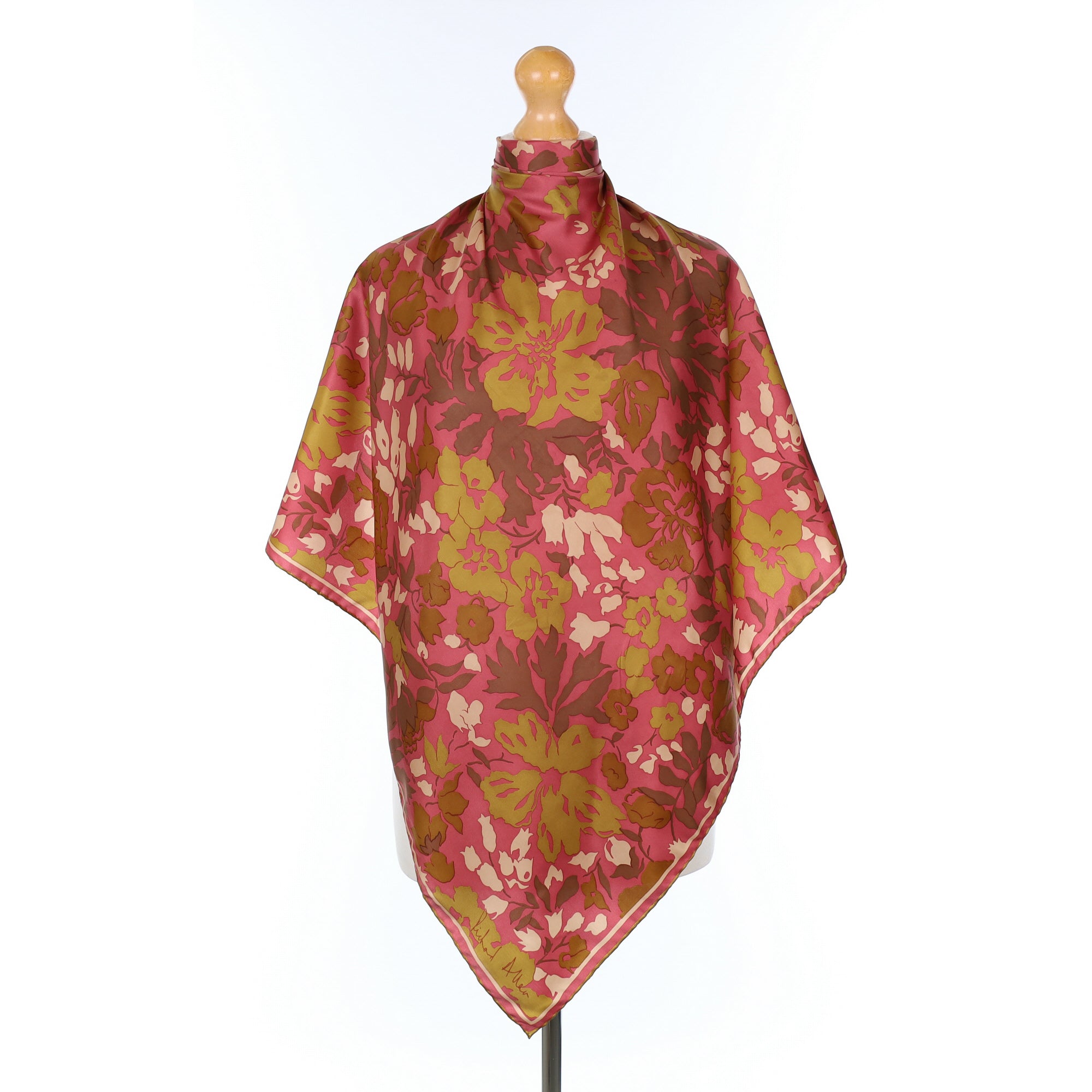 1970’s Richard Allan Abstract Floral Vintage Silk Scarf