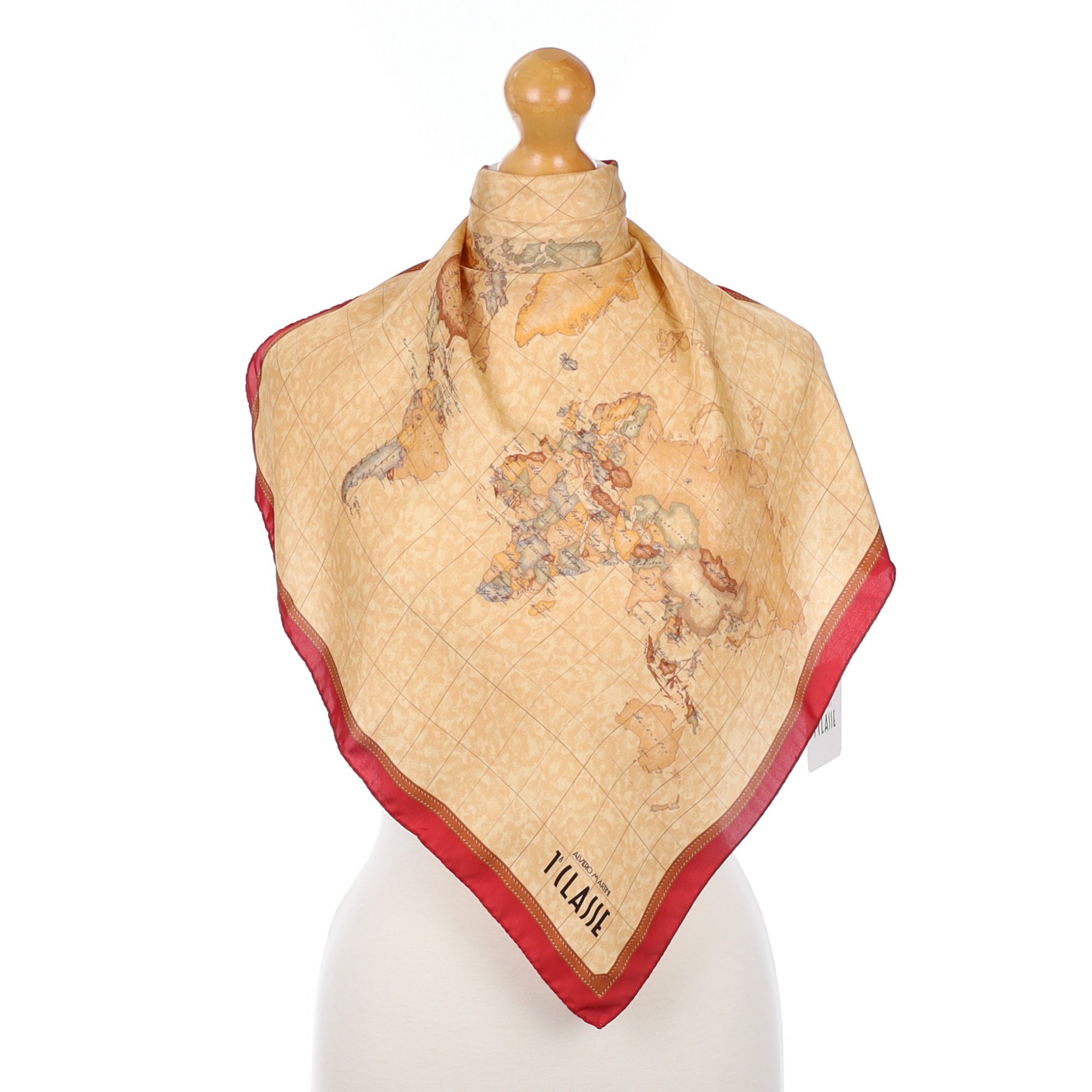 Immaculate Alviero Martini Italian Map Silk Scarf