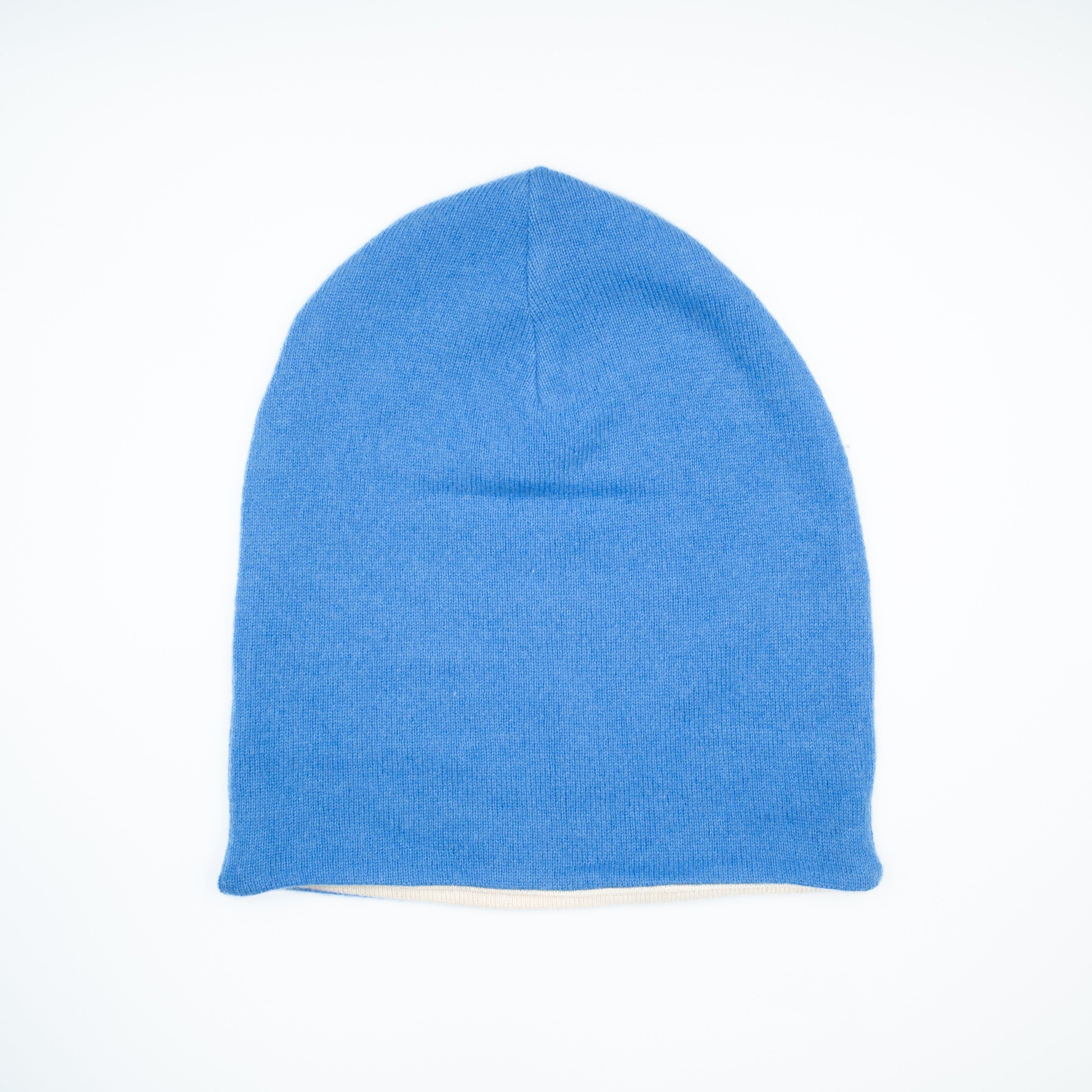 Sky Blue and Vanilla Fudge Cashmere Beanie Hat