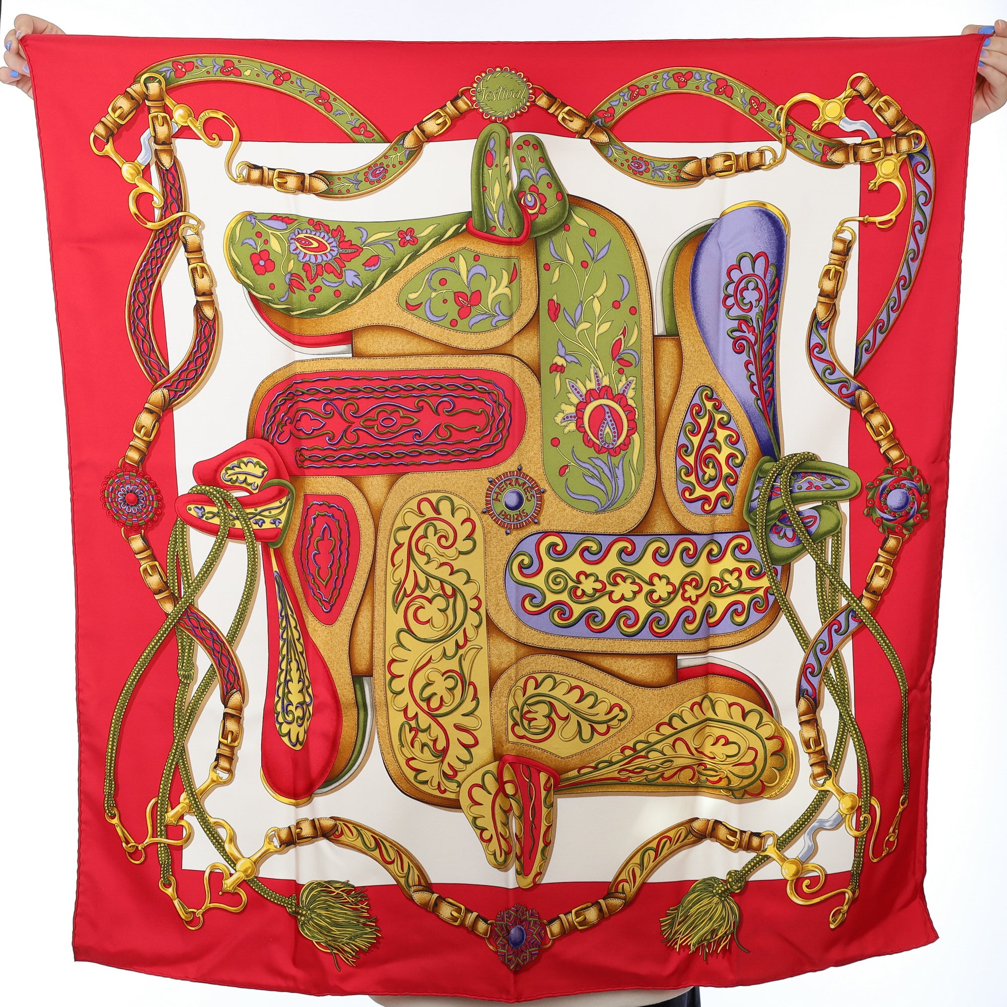 Hermès Renomme Festival des amazones Silk Scarf Quite Rare