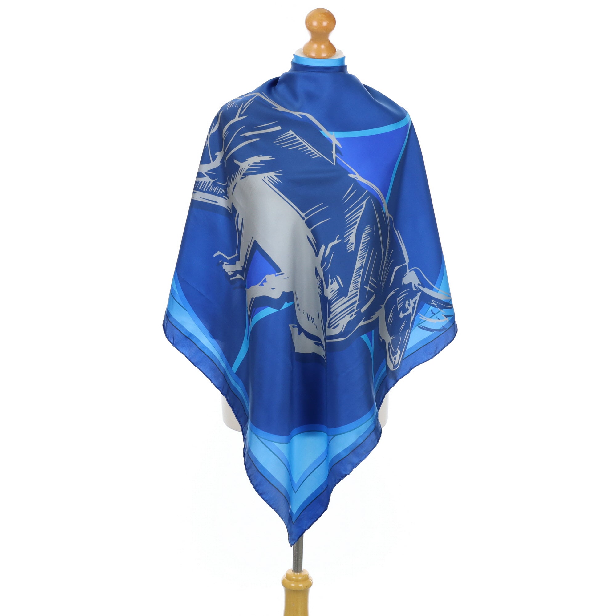 Blues & Taupe Animal Silk Scarf