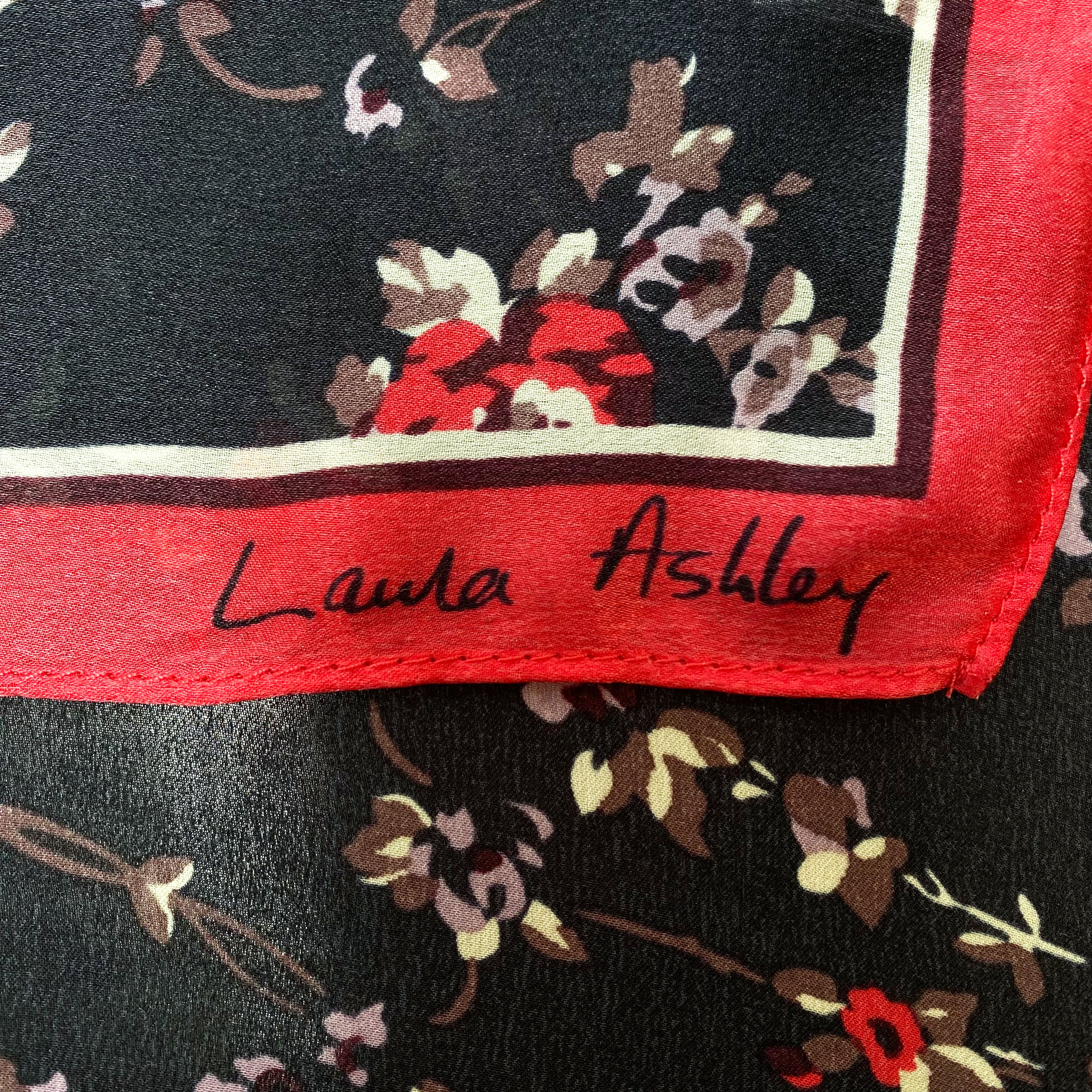 Dark Navy Floral Laura Ashley Silk Scarf