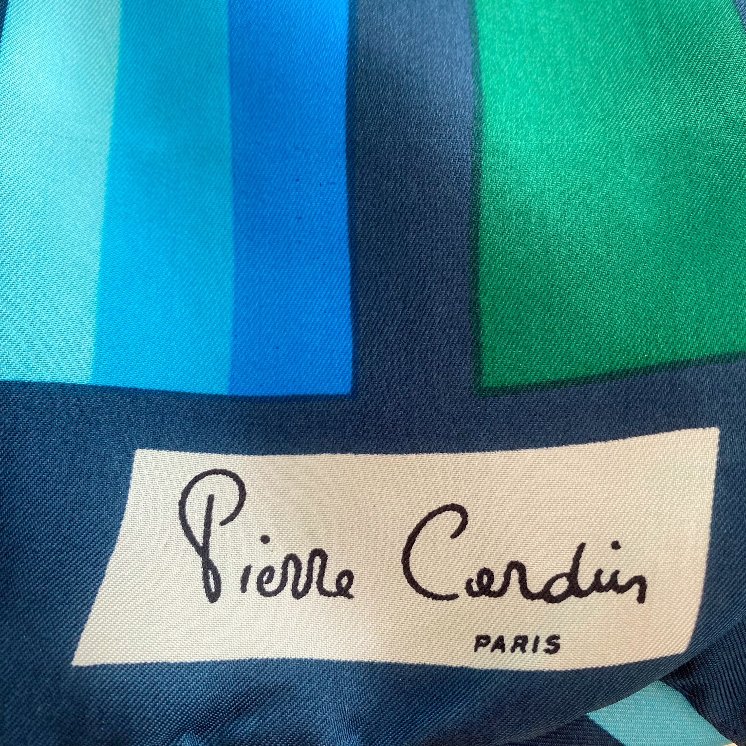 70’s Pierre Cardin Blue & Green Long Silk Scarf