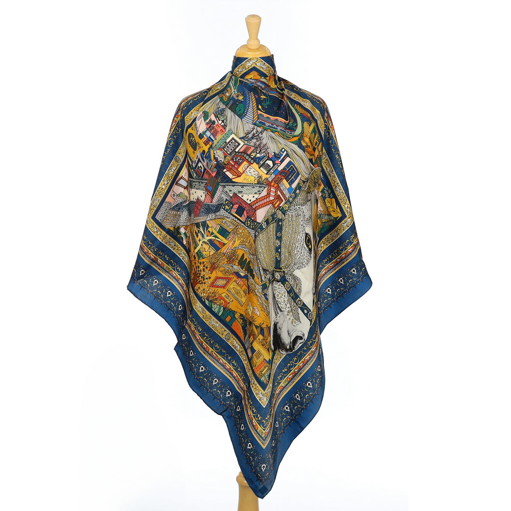 Brand New Boxed Pig Chicken & Cow Silk Scarf