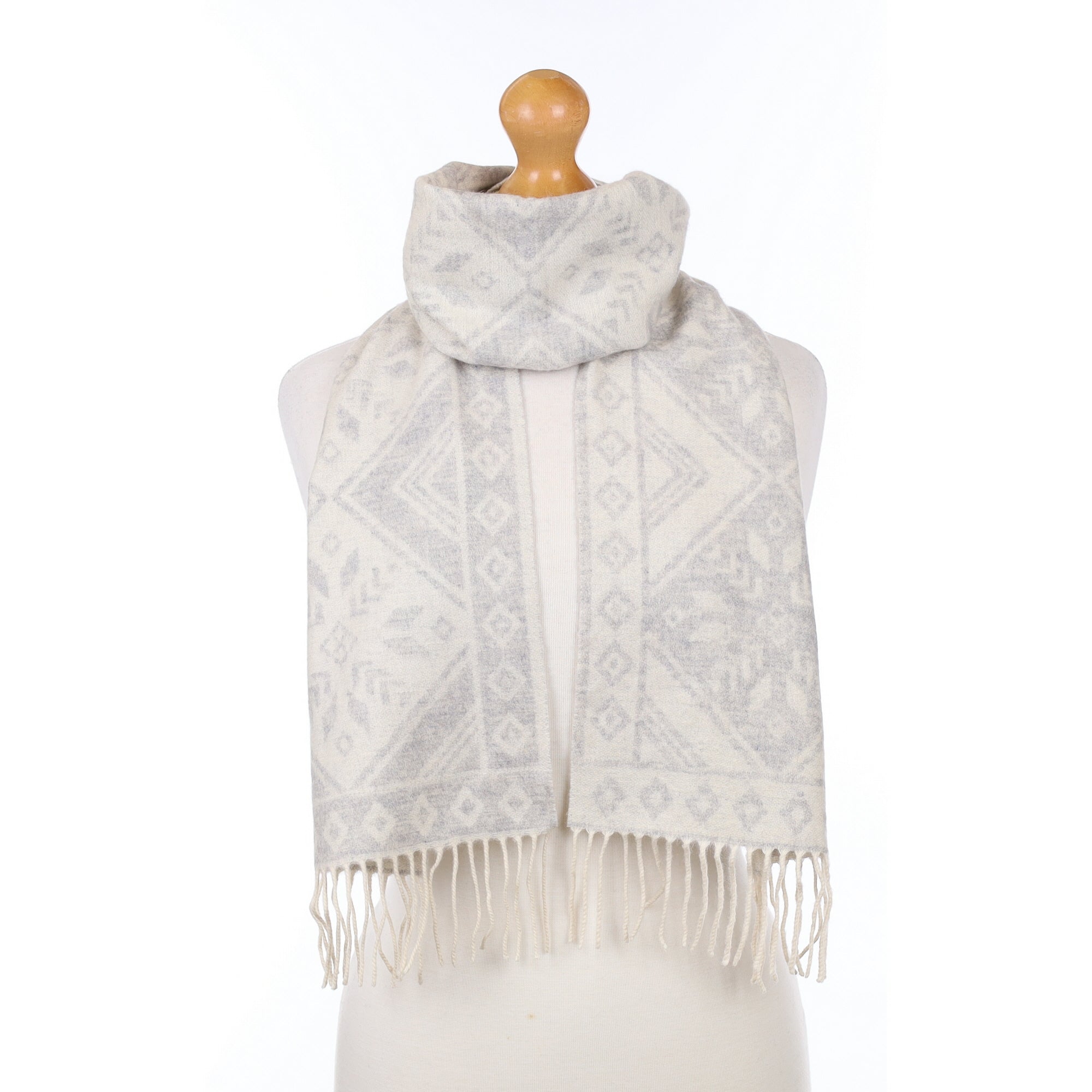Frost Grey Patterned Cashmere Woven Scarf