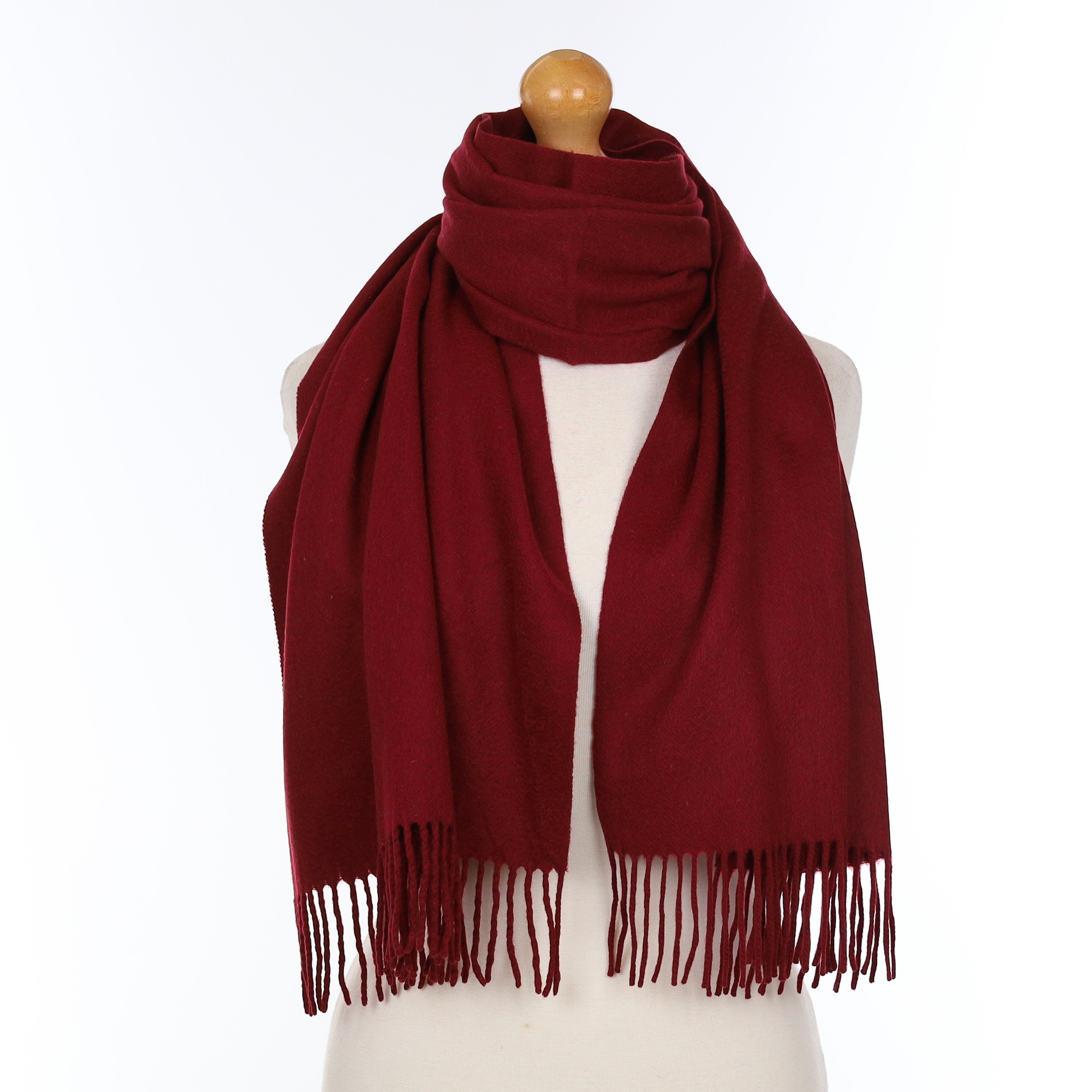 Burgundy Red Cashmere Woven Scarf