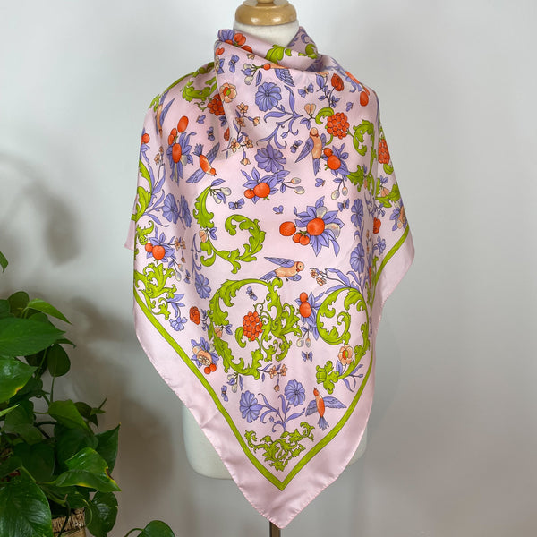 French Floral Vintage Silk Scarf