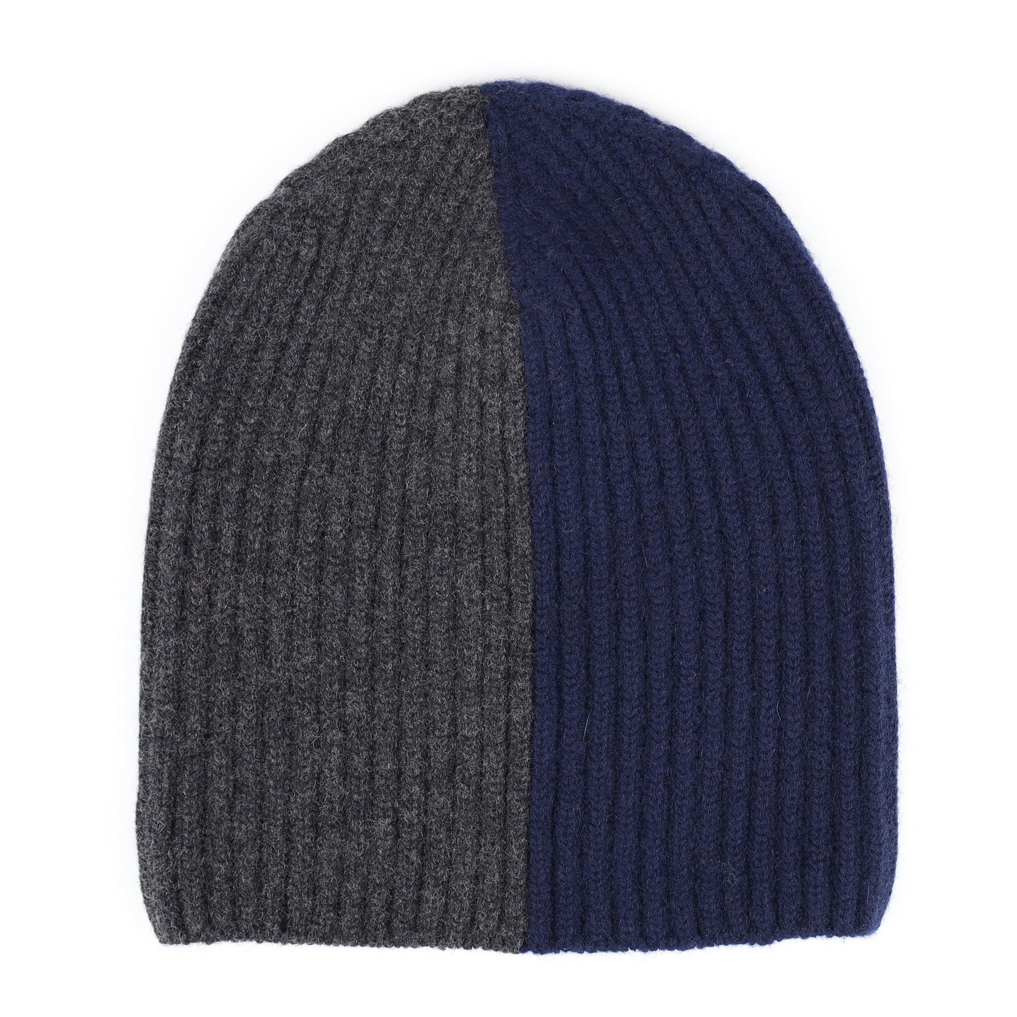 Scottish Navy and Charcoal Luxury Chunky Cashmere Beanie Hat